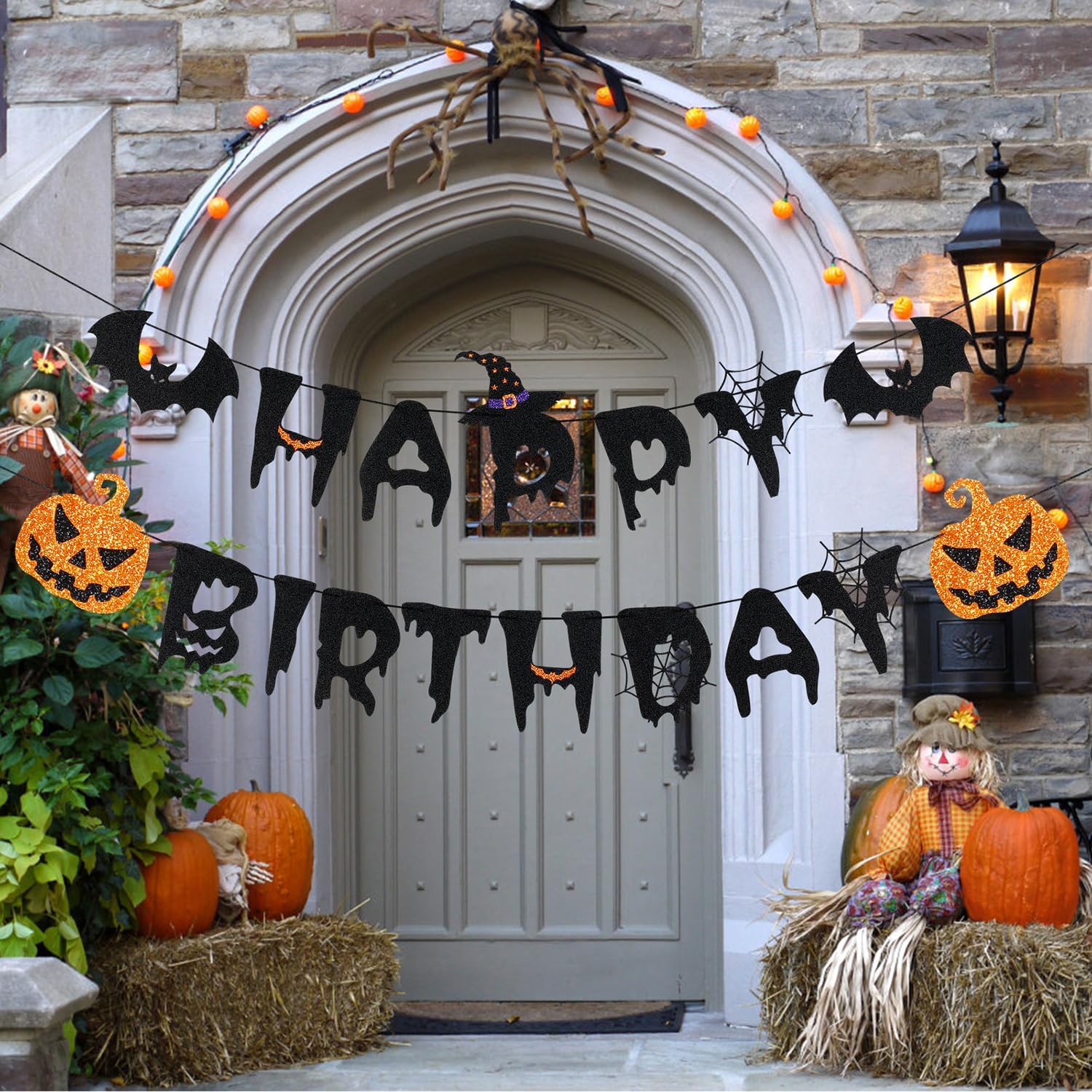 Halloween Happy Birthday Banner with Witch Design