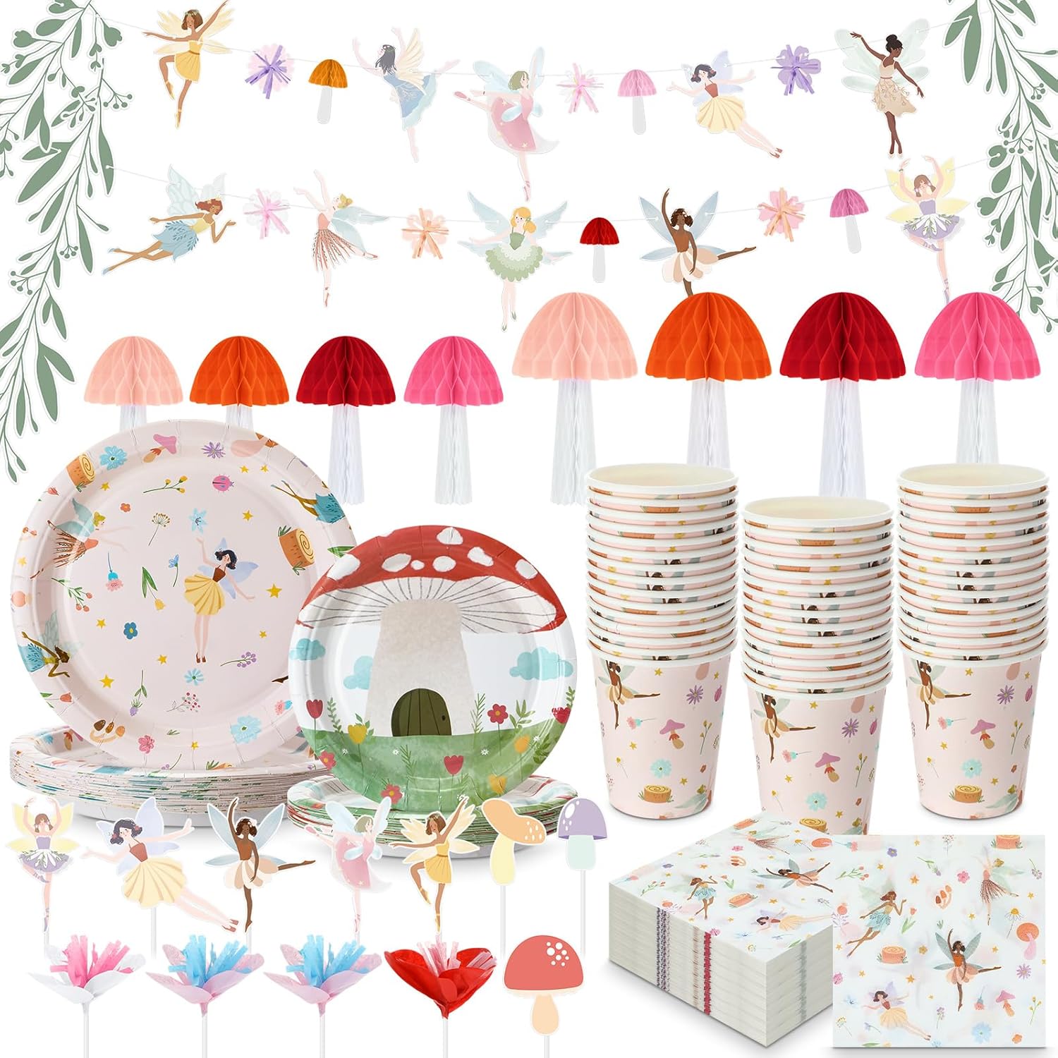 Honeydak Fairy Party Decor 132 Pcs Set
