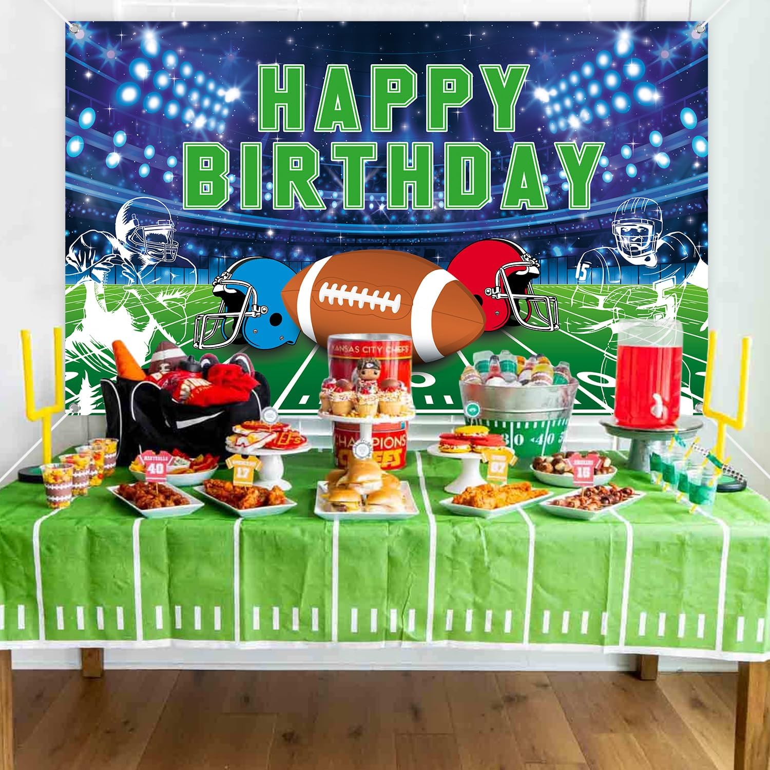 Football Birthday Banner - Party Backdrop Decoration