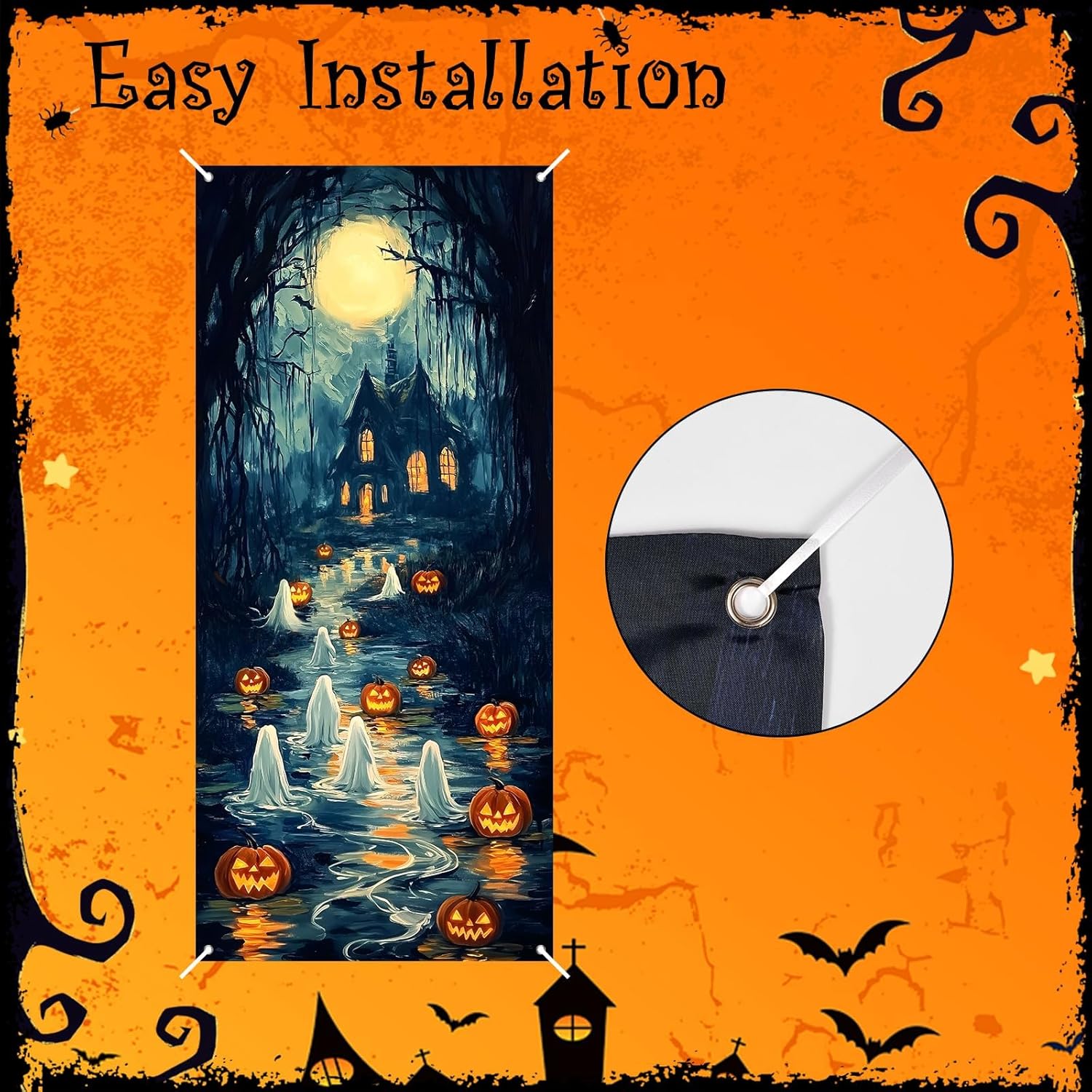 Bunny Chorus Halloween Door Cover 35x78 Inch