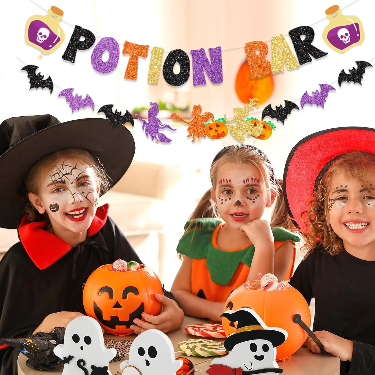 Glitter Potion Bar Halloween Decor Banner with Signs