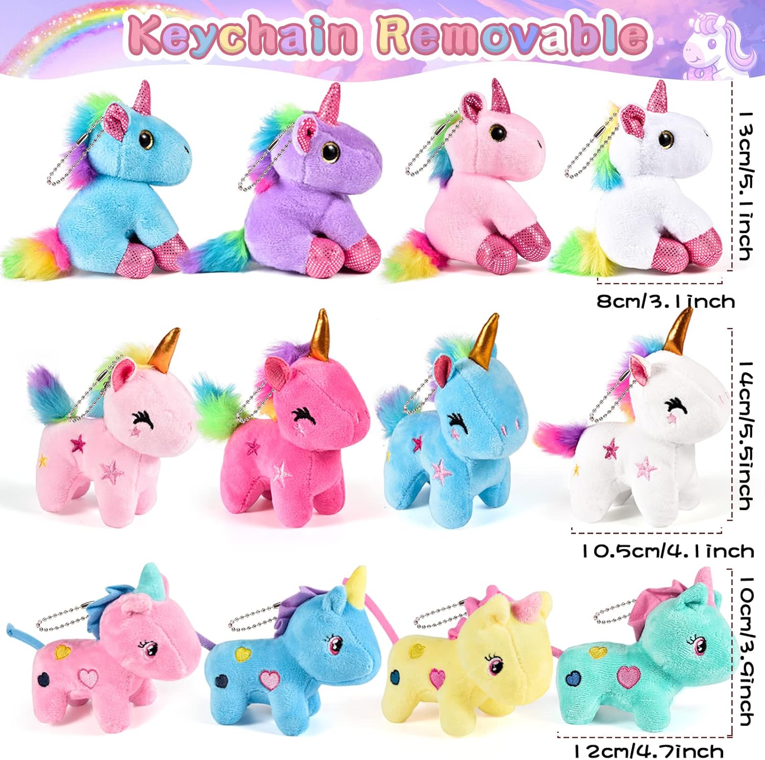 12Pcs Mini Plush Unicorn Party Favors Set