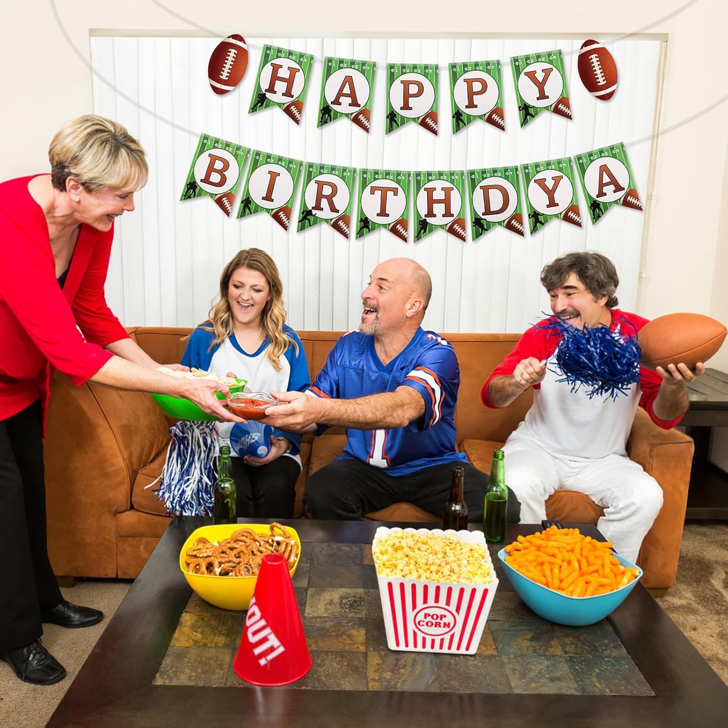 Football and Rugby Happy Birthday Banner for Party Decorations