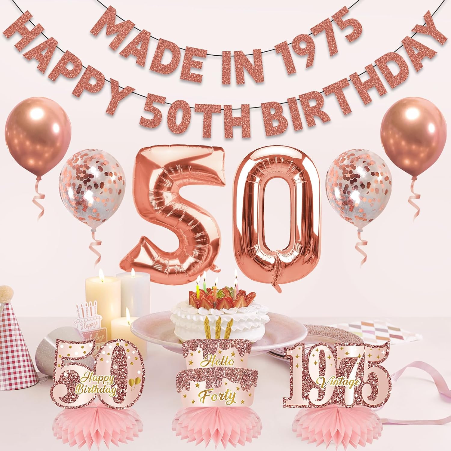 Zirtorei 50th Birthday Decor Kit for Women