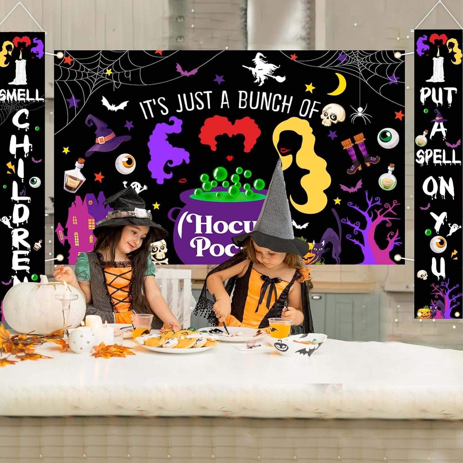 Avezano Hocus Pocus Halloween Decorations 3pcs Witches Banners