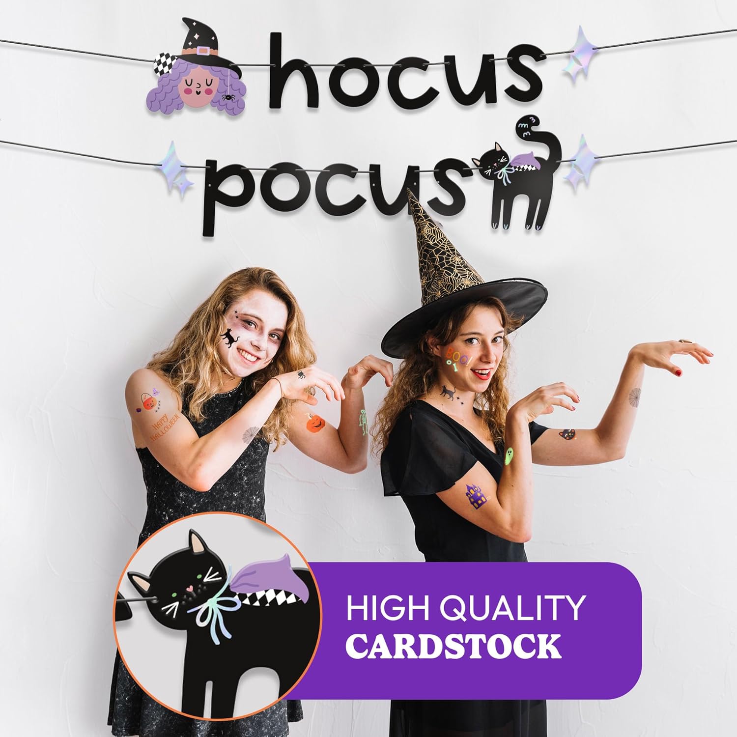 Hocus Pocus Halloween Banner - Witch Cat Decor