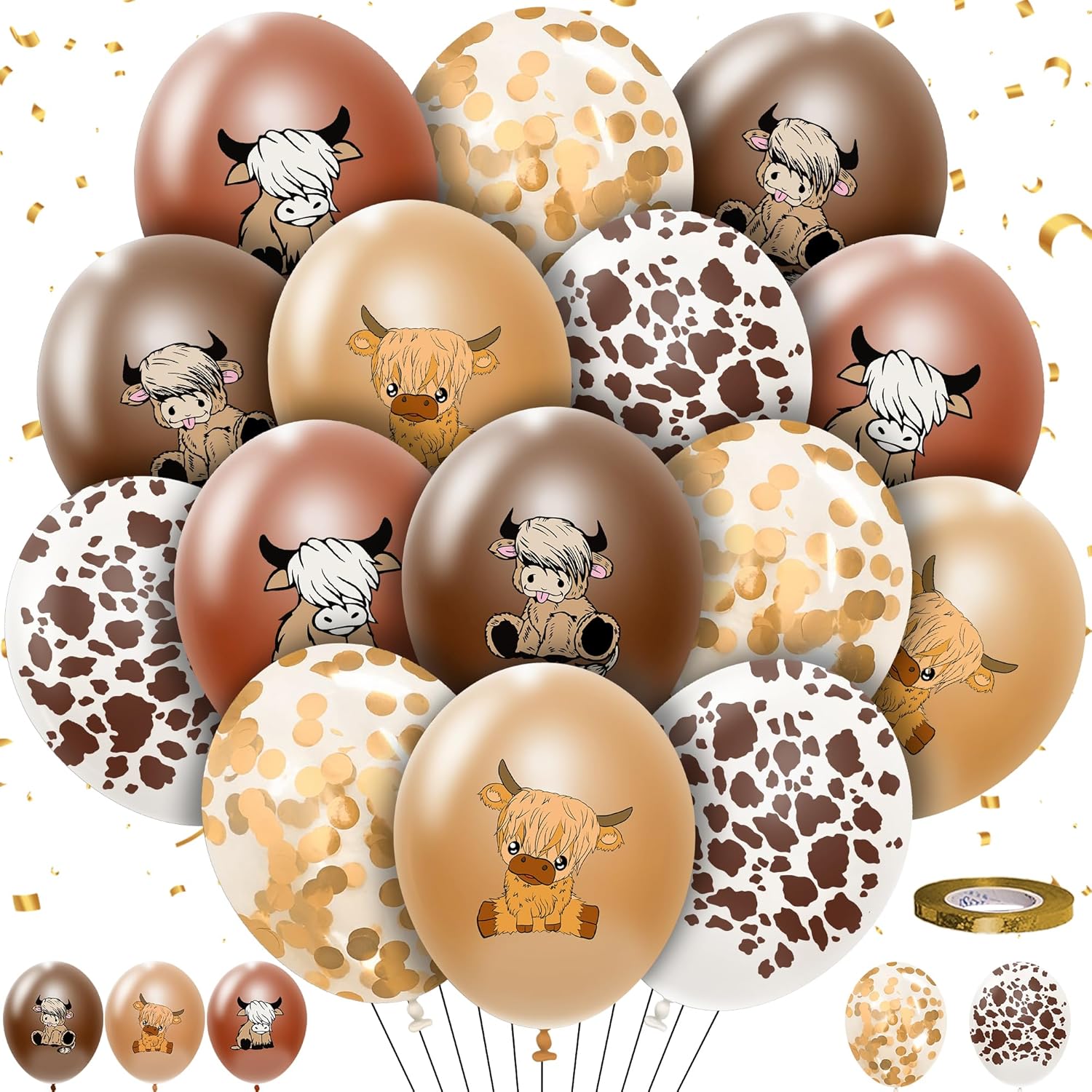 50 Pcs Highland Cow Party Balloons Supplies