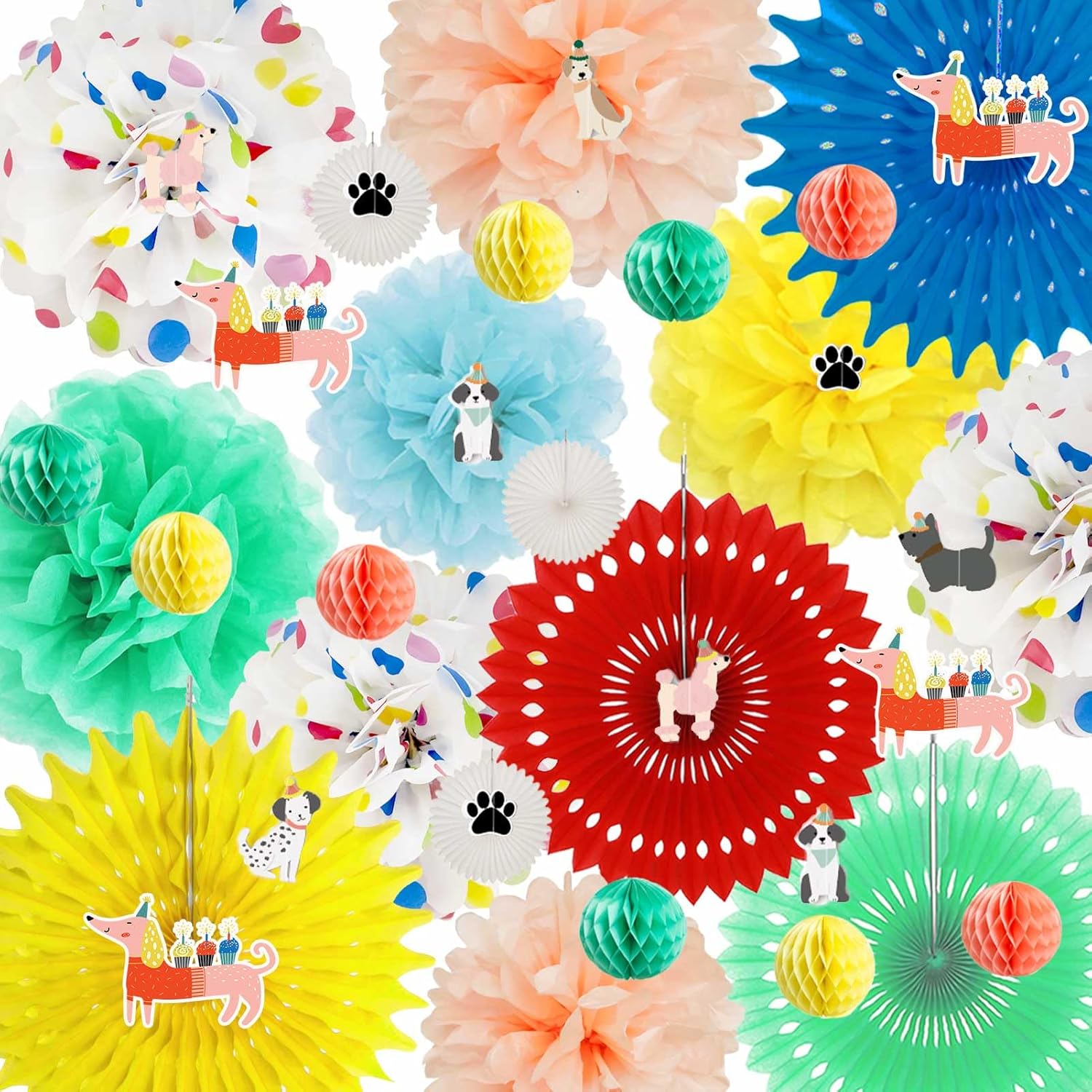 Dog Party Decorations with Pom Poms Fans and Garland