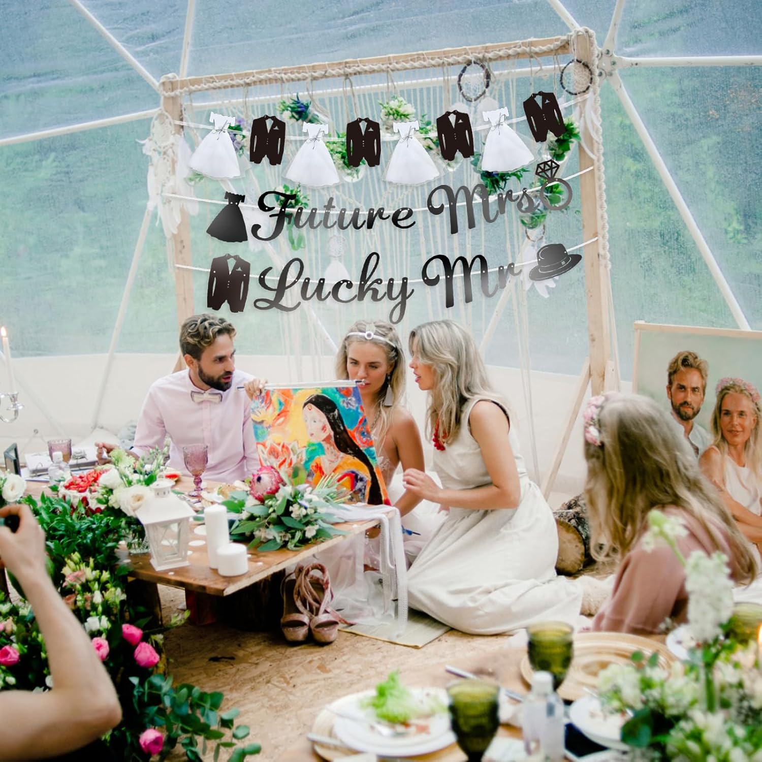 Future Mrs Lucky Mr Banner for Bridal Shower Decorations