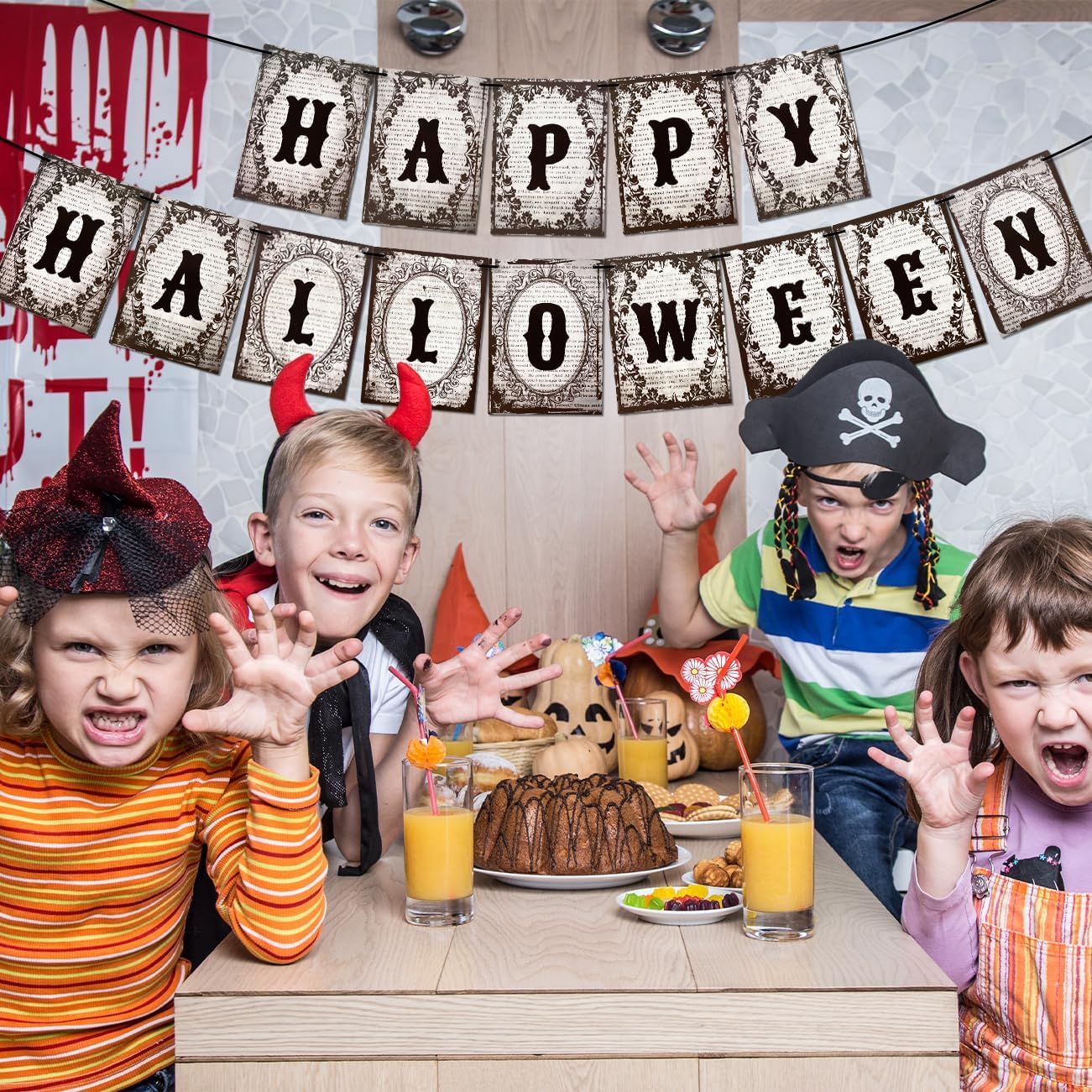 Gothic Halloween Banner with Happy Halloween Text