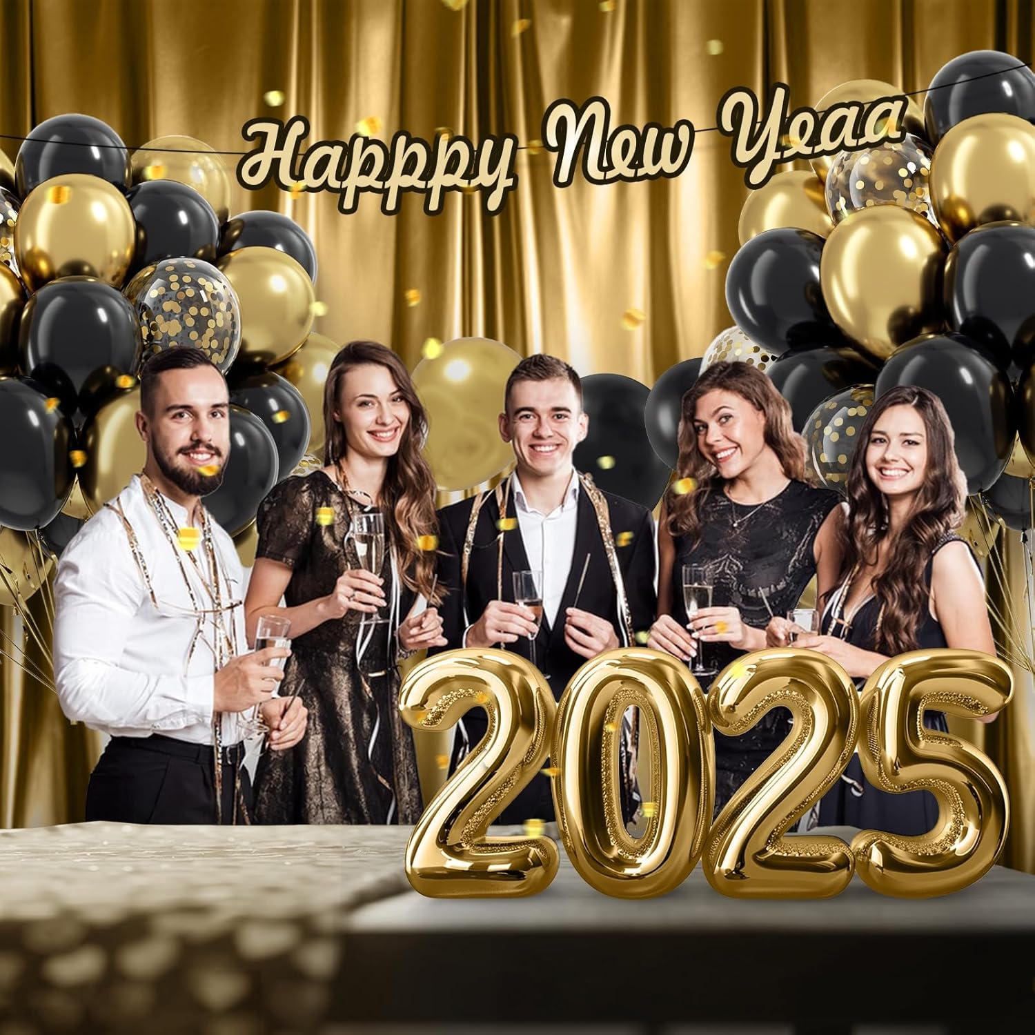 Black and Gold Balloons 60pcs for Birthday Party Decorations