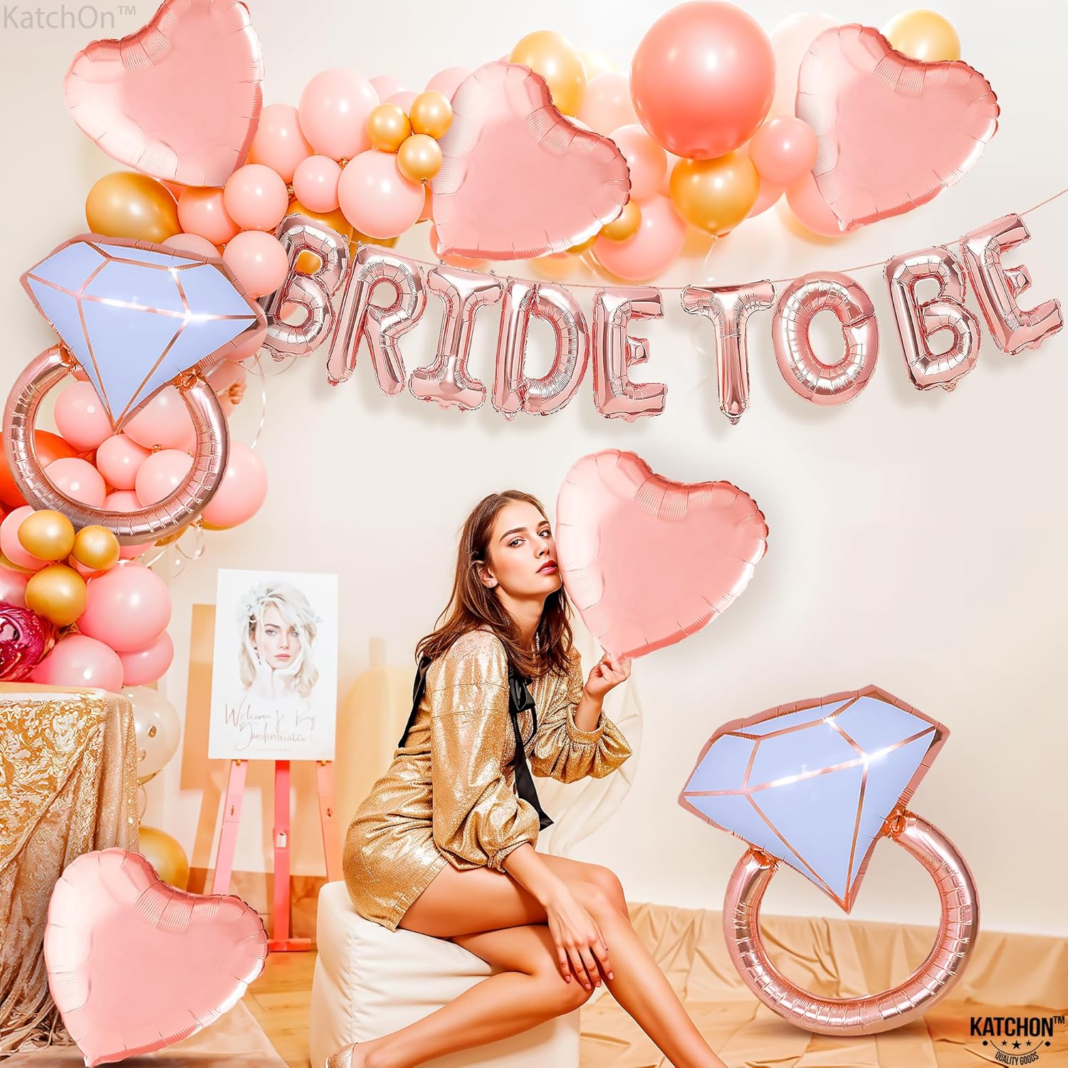 Rose Gold Bride To Be Balloons Pack of 17