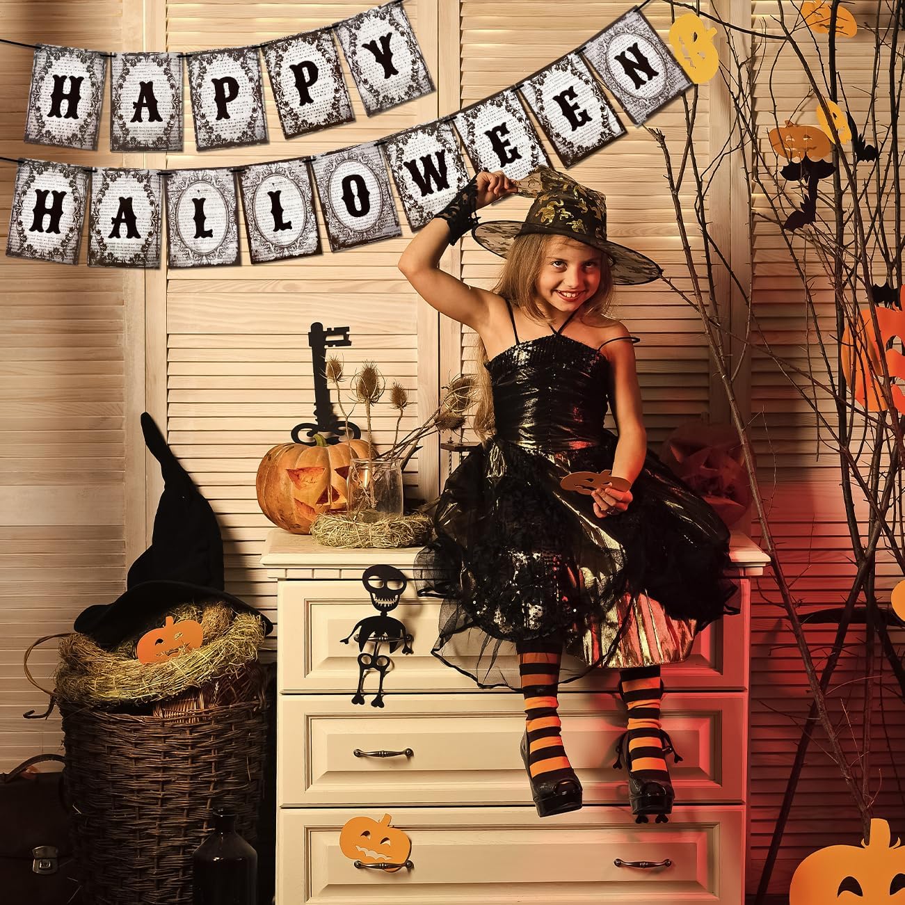 Gothic Halloween Banner with Happy Halloween Text