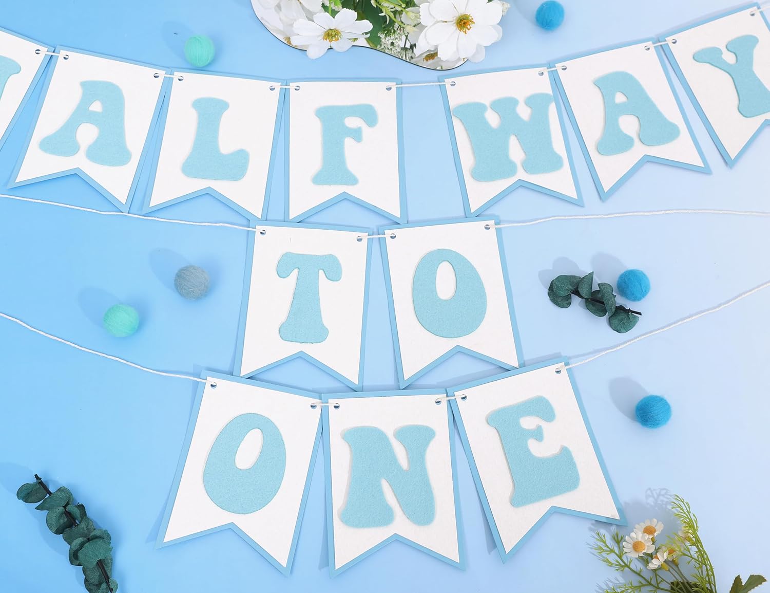 Blue Half Way To One Birthday Banner Decor
