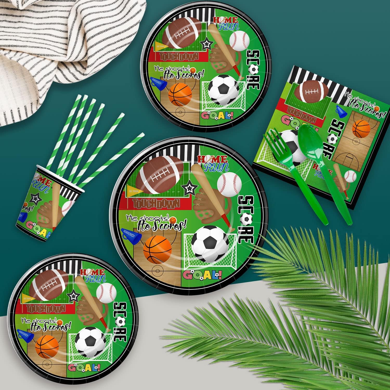 Xigejob Sports Theme Party Supplies for 24 Guests