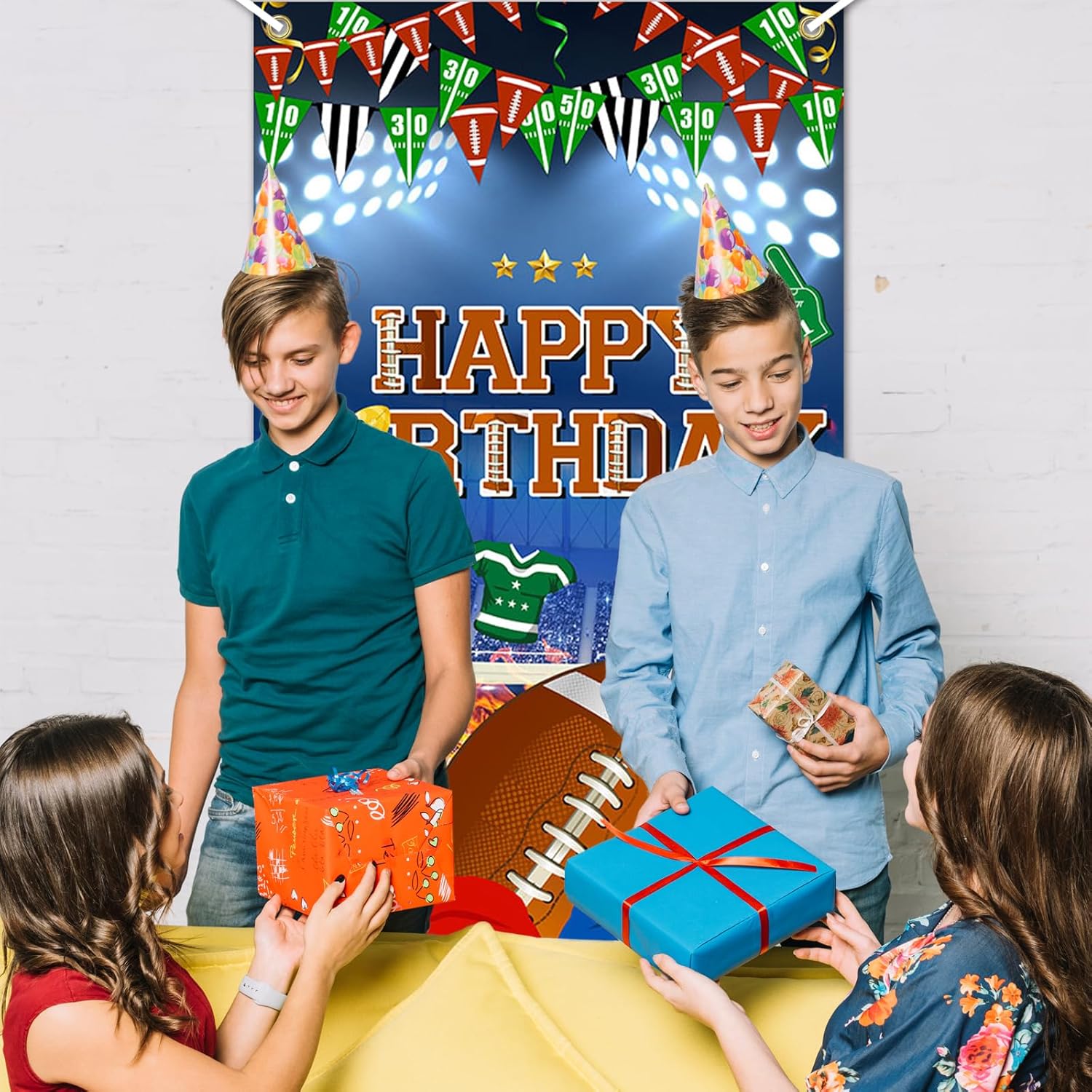 Avezano Football Birthday Banner Blue Decorations