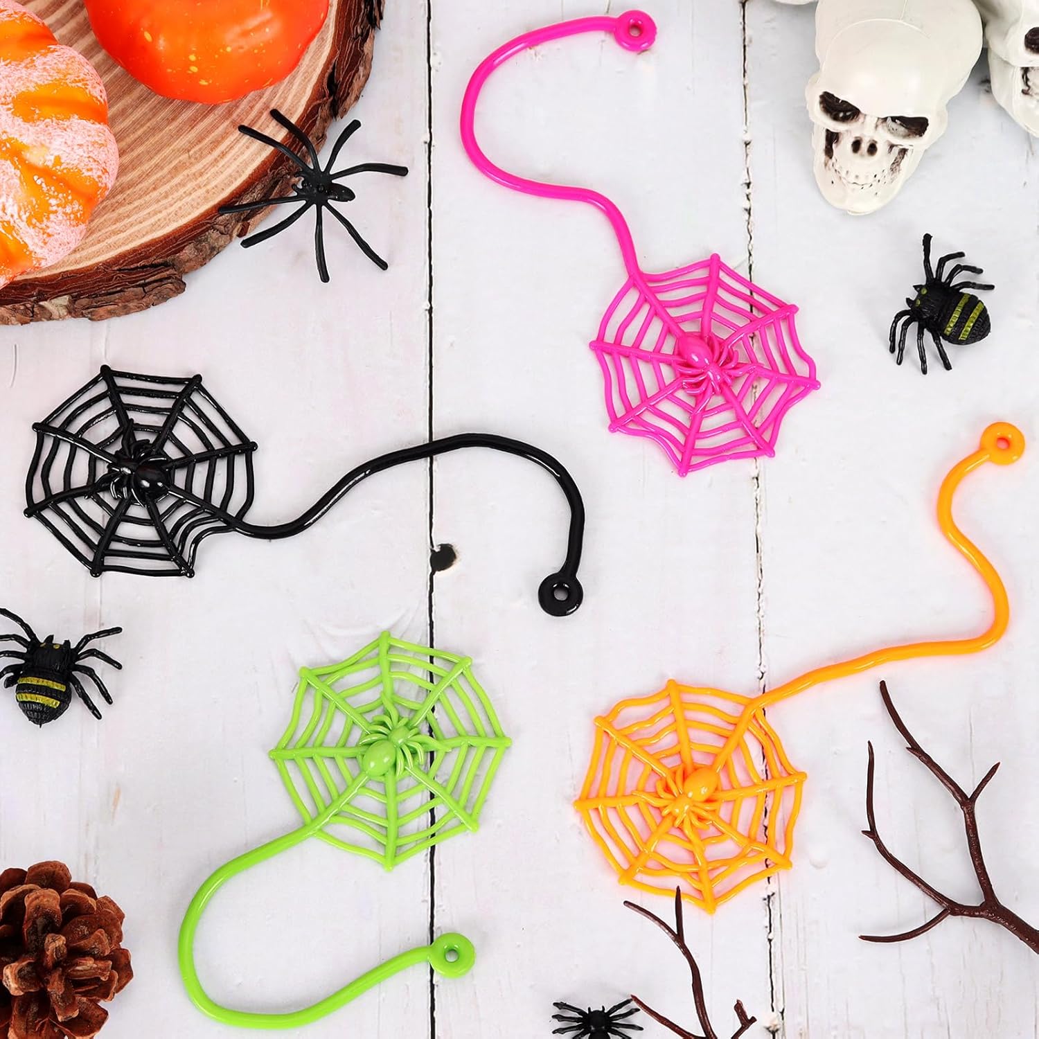 VICROIC 24PCS Sticky Spider Web Toy Set for Kids