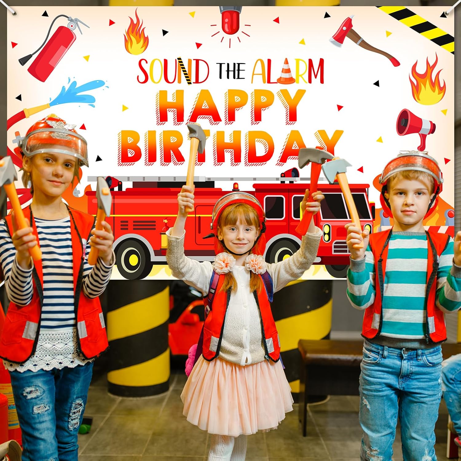 Avezano Firetruck Birthday Banner 6x36ft