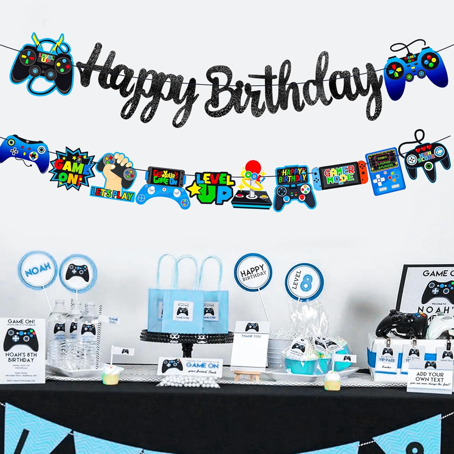 Game Birthday Party Banner 2Pcs Video Game Decorations