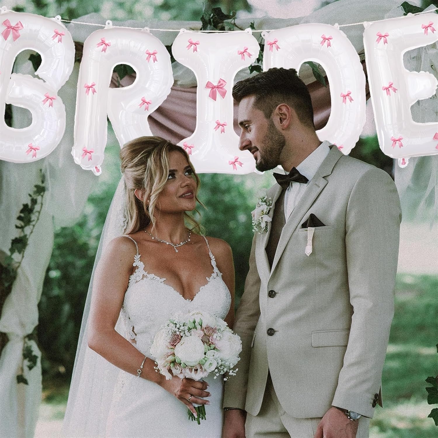 Pink Bow Bride Balloons 40 Inch for Wedding Decorations