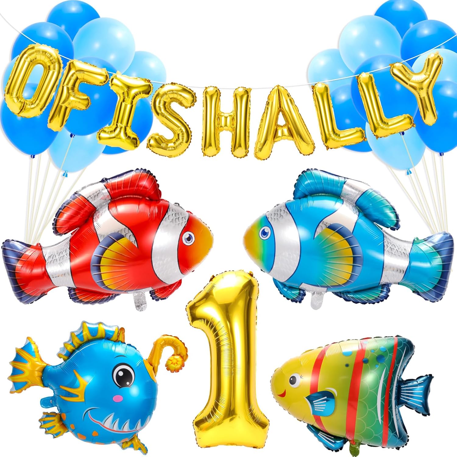 PHOGARY Fish Balloons for 1st Birthday Decorations