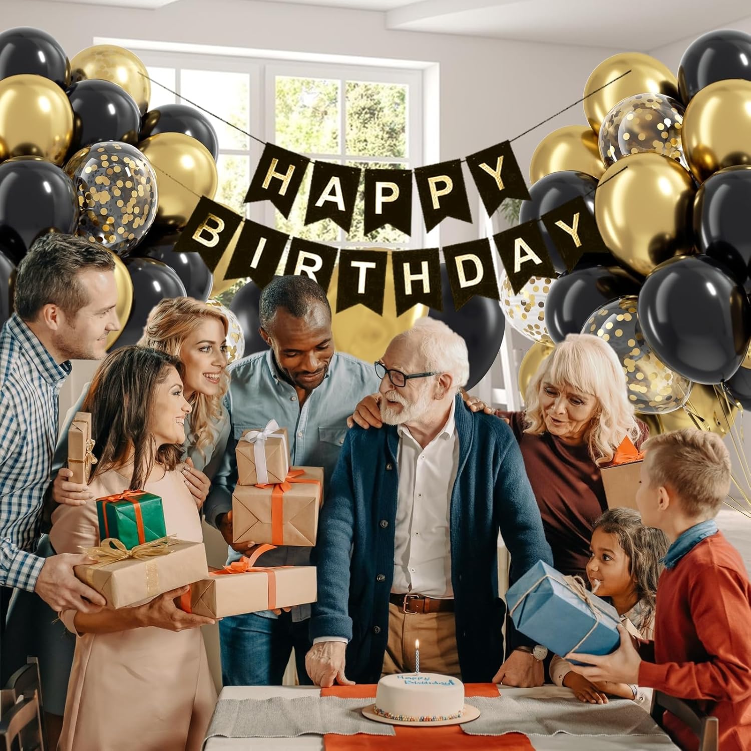 Black and Gold Balloons 60pcs for Birthday Party Decorations
