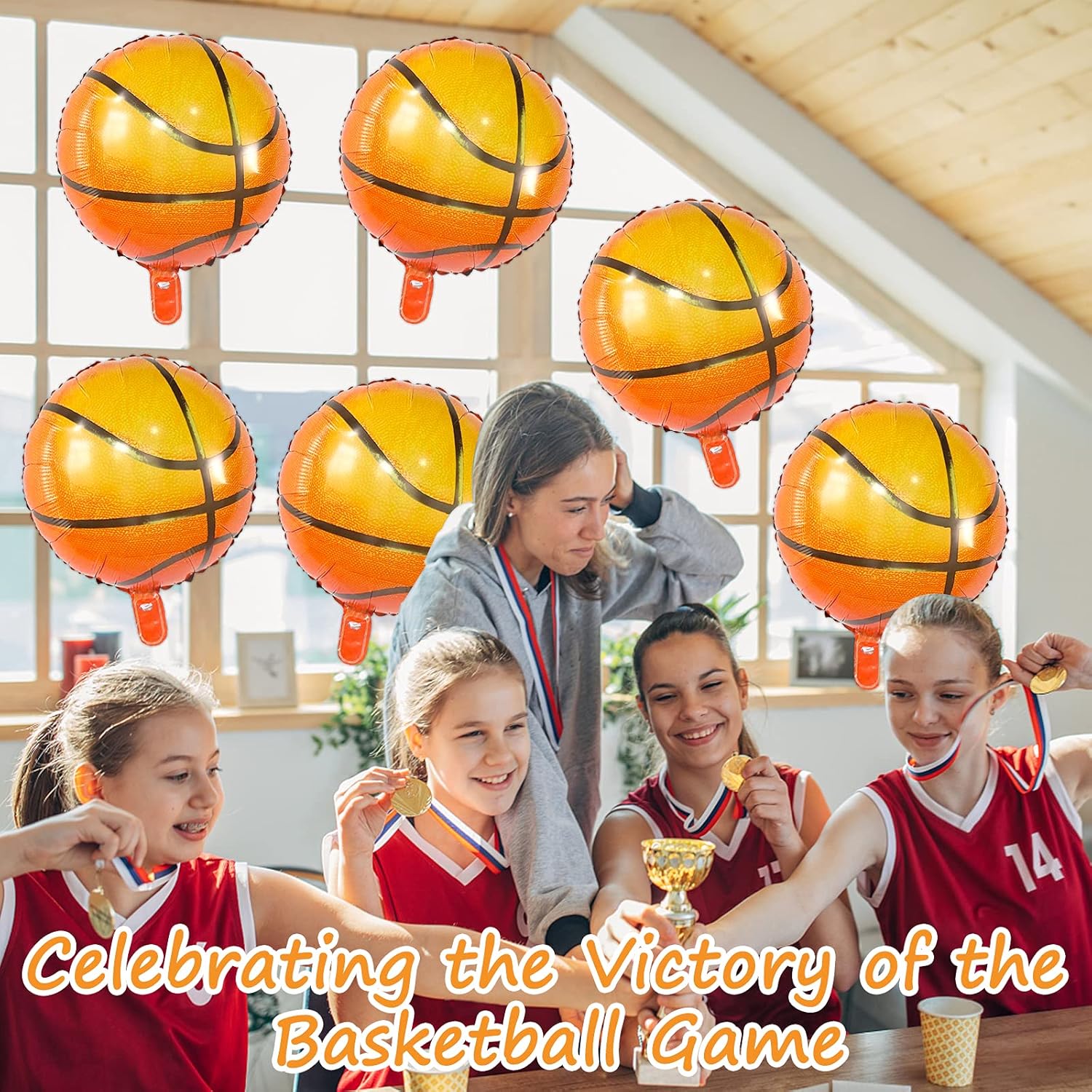 18 Inch Basketball Balloons with Double Sided Dots 10 PCS