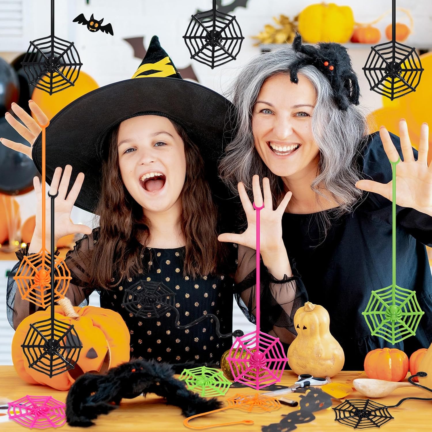 VICROIC 24PCS Sticky Spider Web Toy Set for Kids