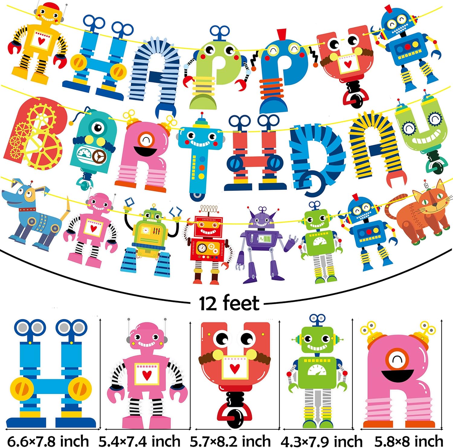 Robot Happy Birthday Banner Set - Fun Party Decor