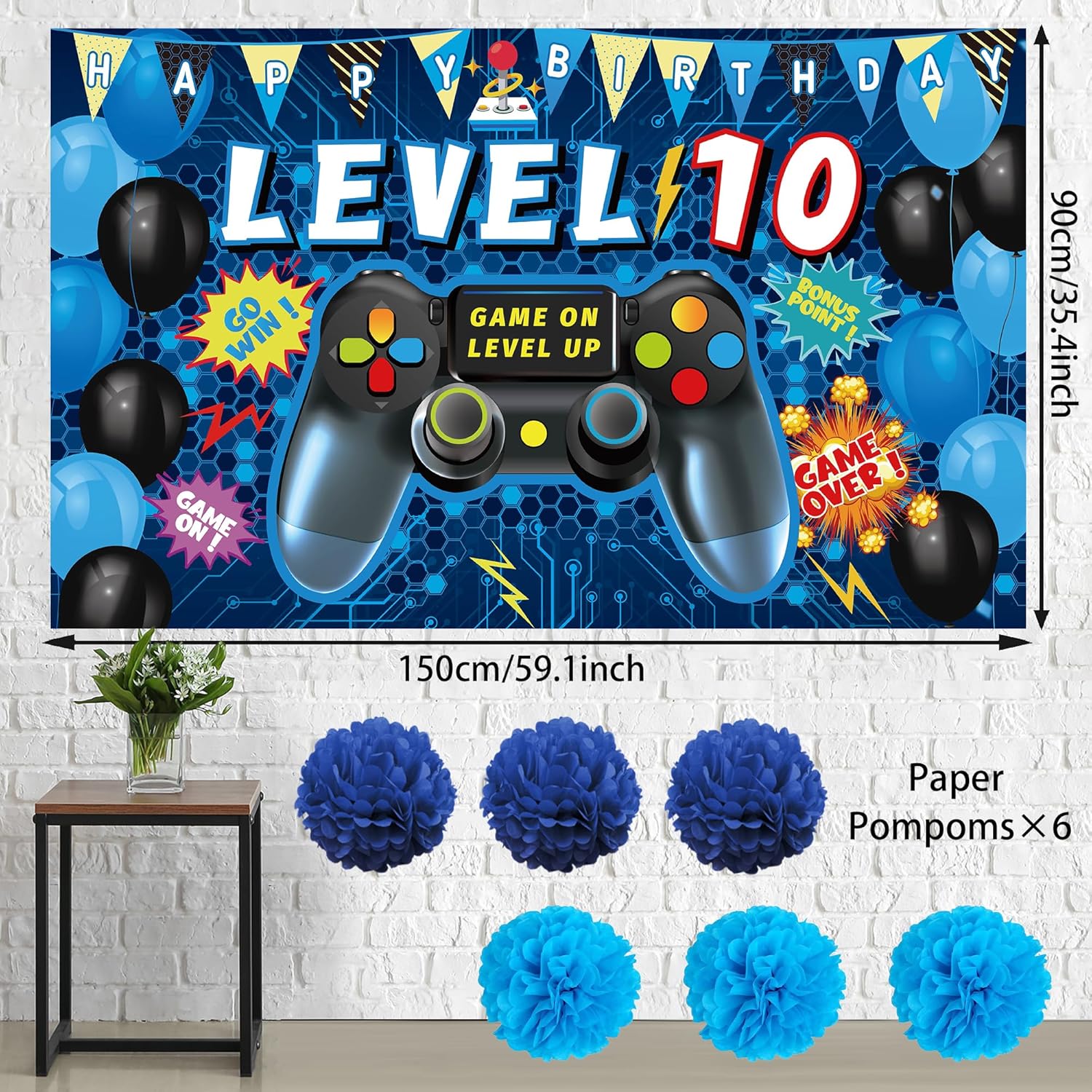 Vlipoeasn 10th Birthday Video Game Party Decorations