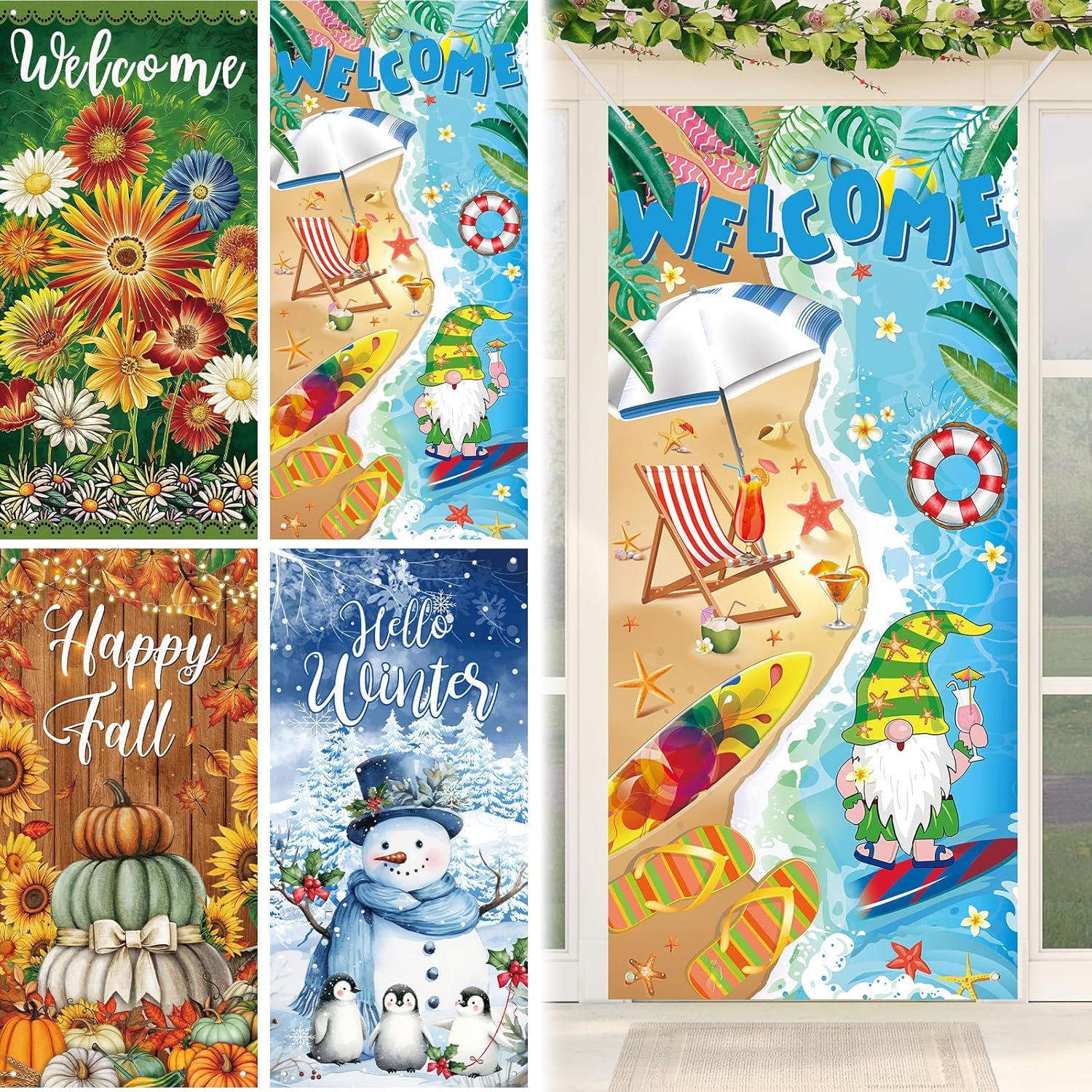 4 Pcs Seasonal Door Decorations for Home Parties