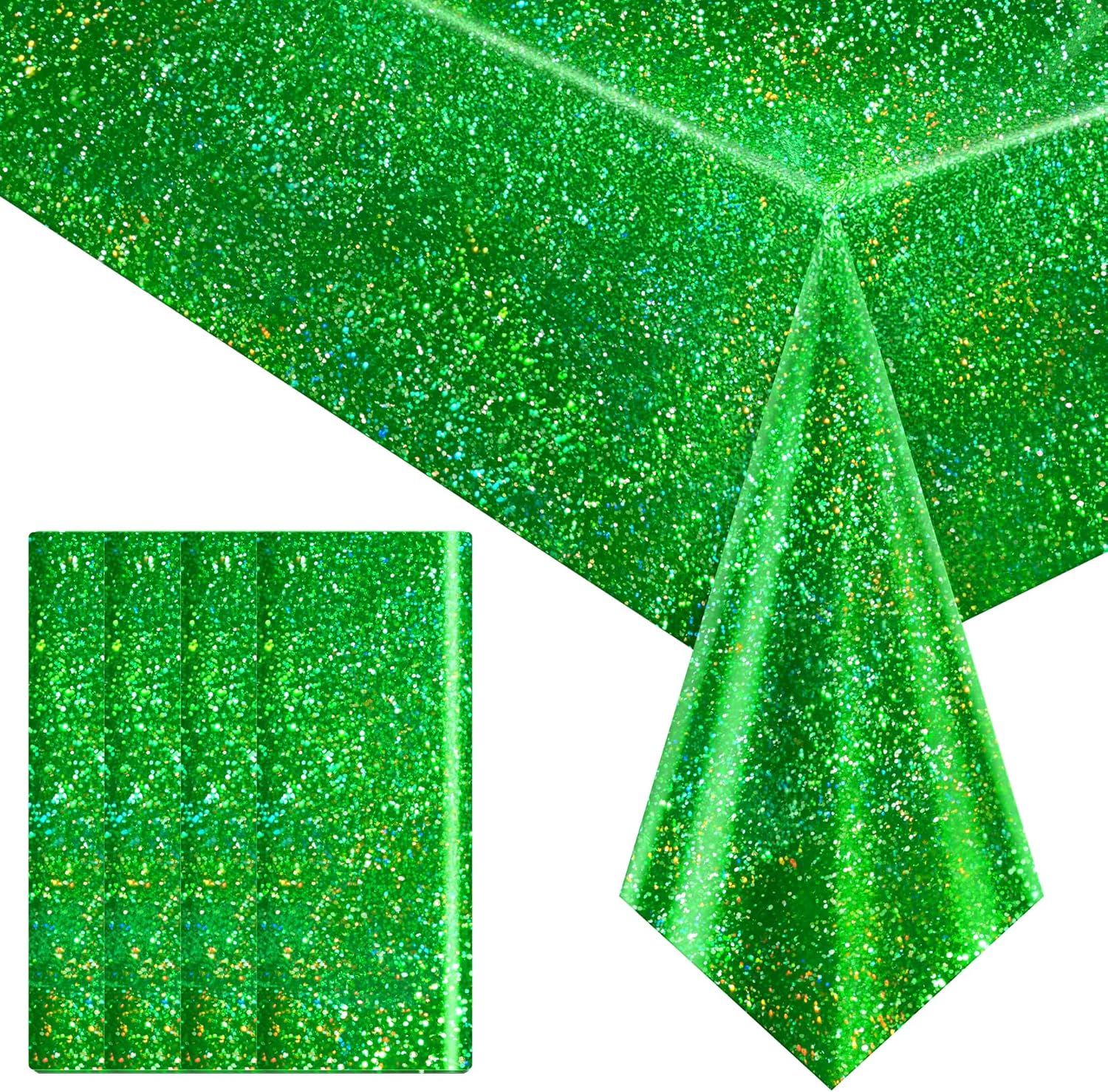 4 Pcs Green Holographic Laser Tablecloth 40x108