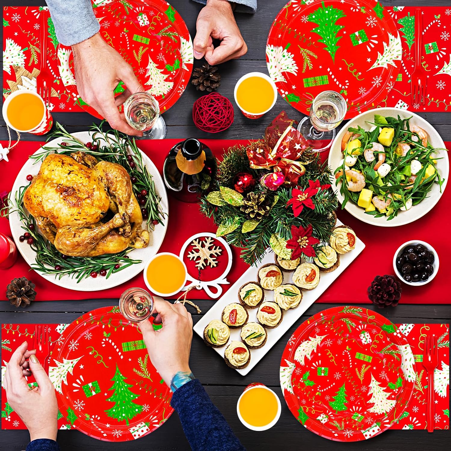 DYLIVeS Christmas Tree Party Supplies Set 24 Guests