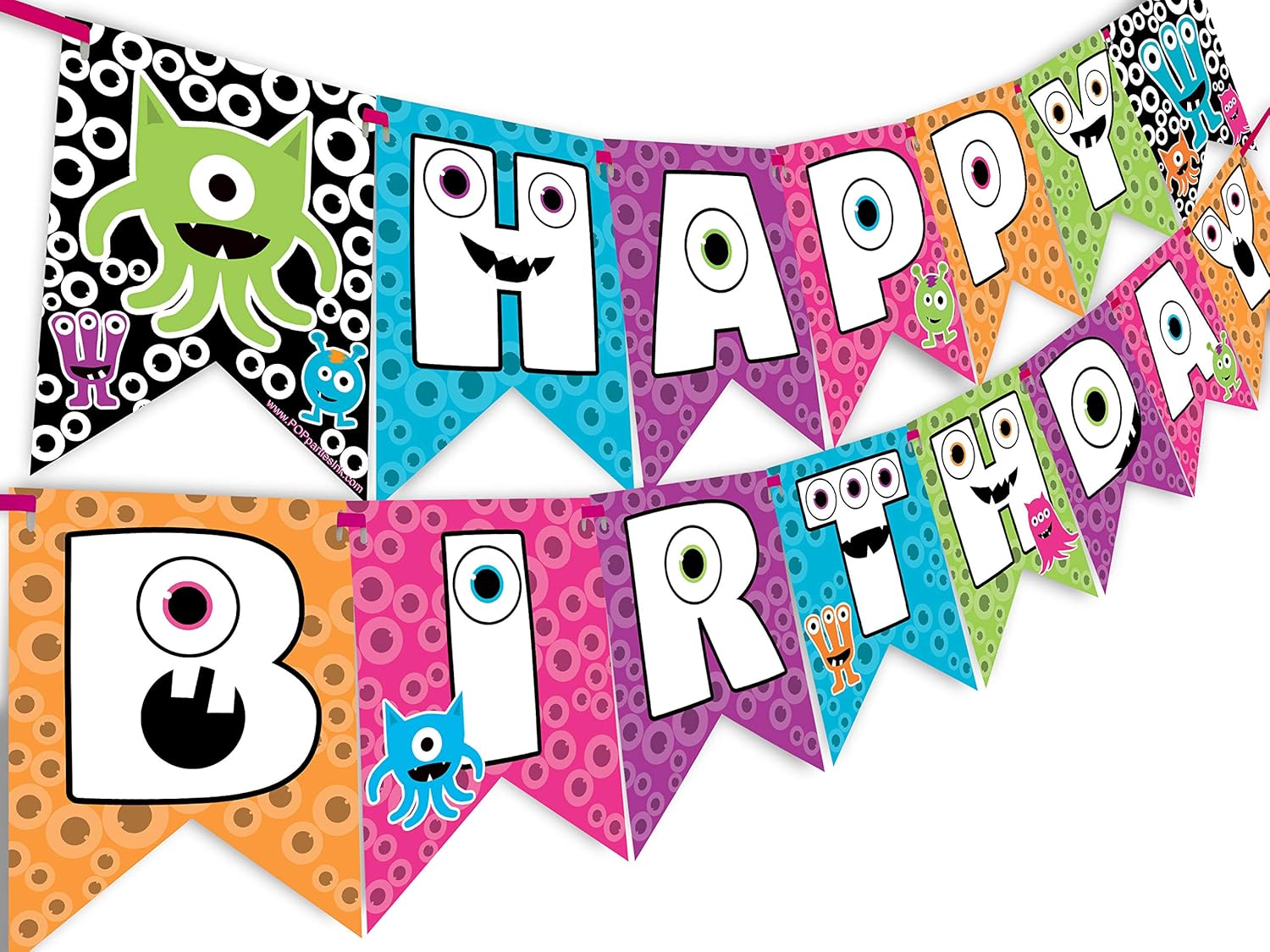Little Monsters Happy Birthday Banner - Monster Alien Party Decorations