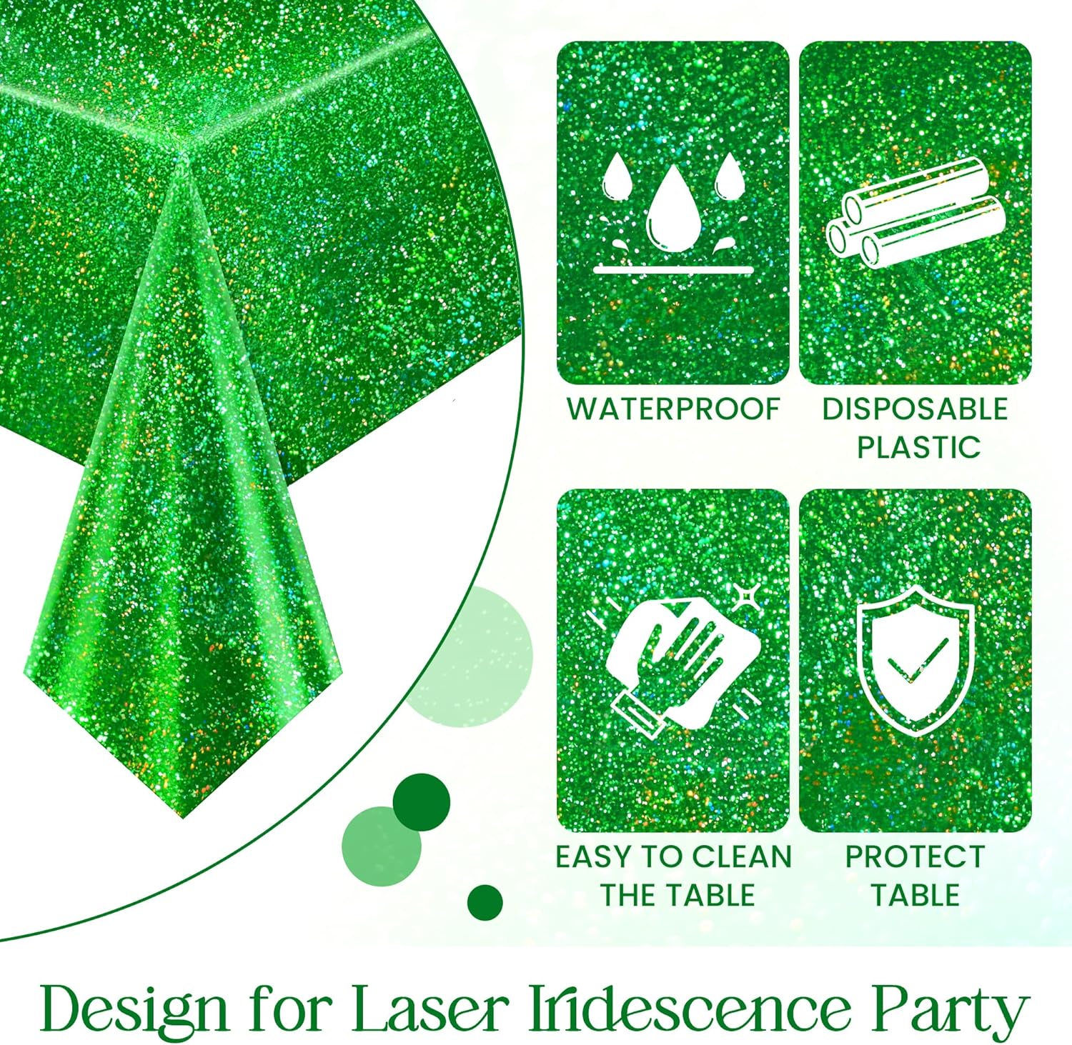 4 Pcs Green Holographic Laser Tablecloth 40x108