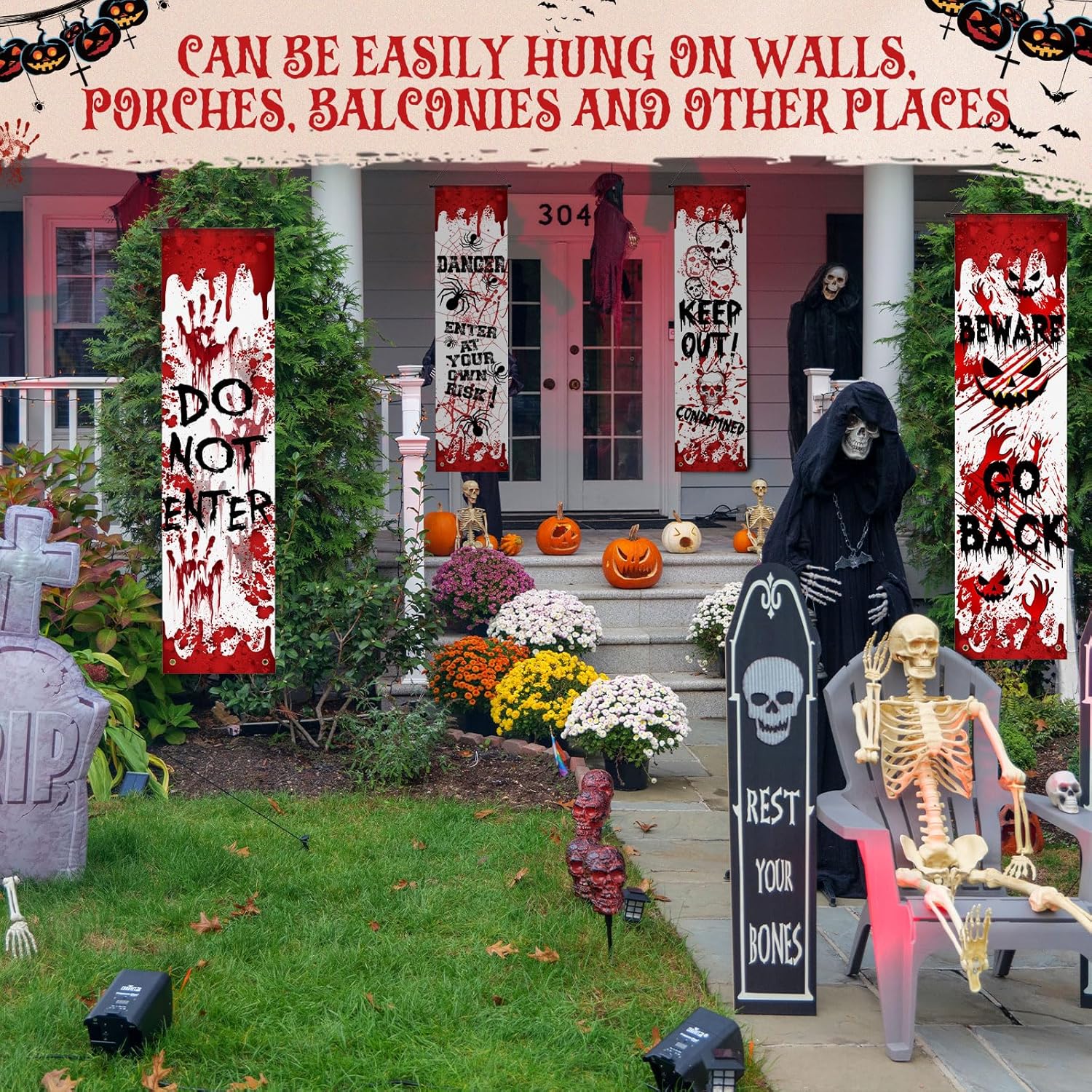 4 Pcs Halloween Bloody Banners for Party Decorations
