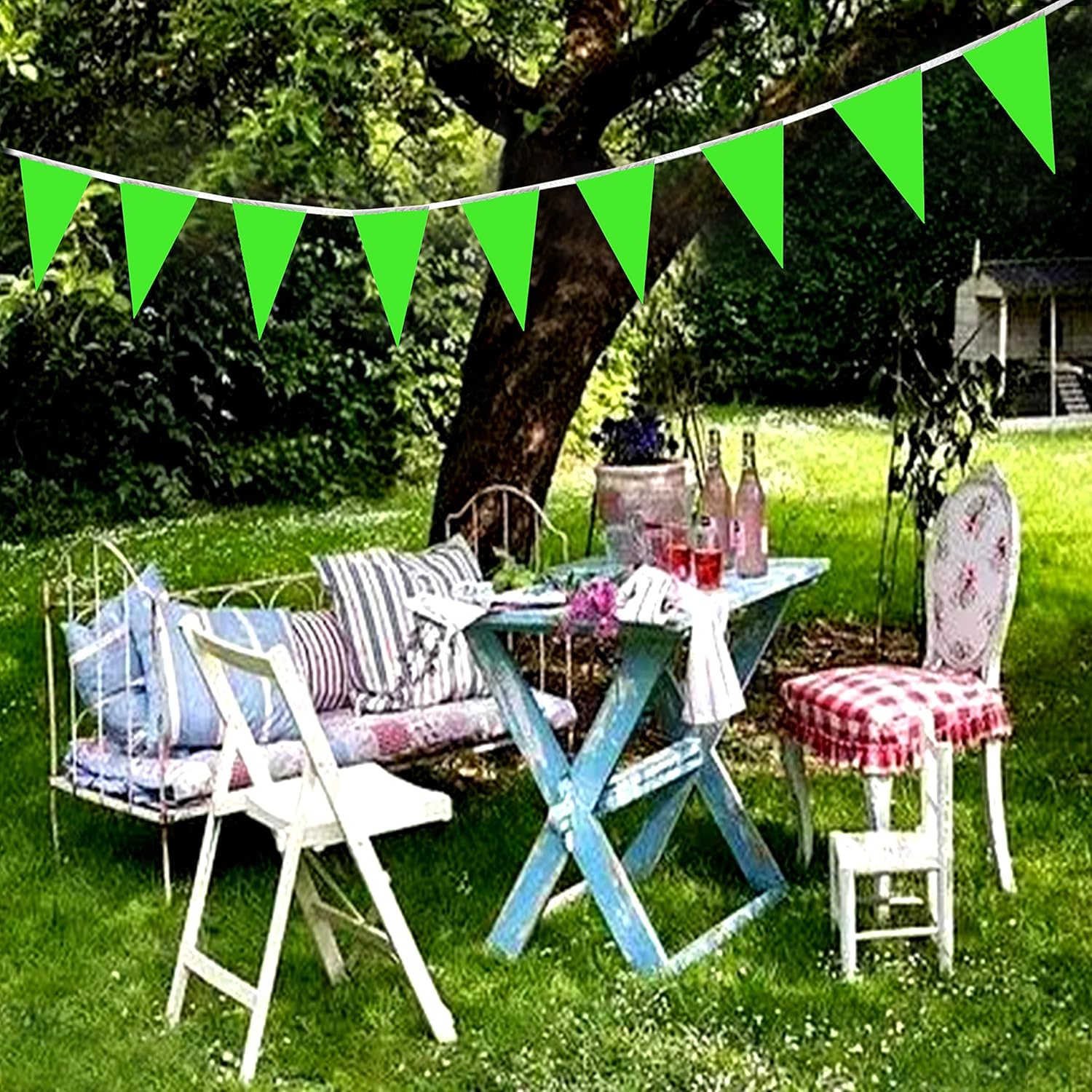100 Feet Green Pennant Banners for Party Decorations