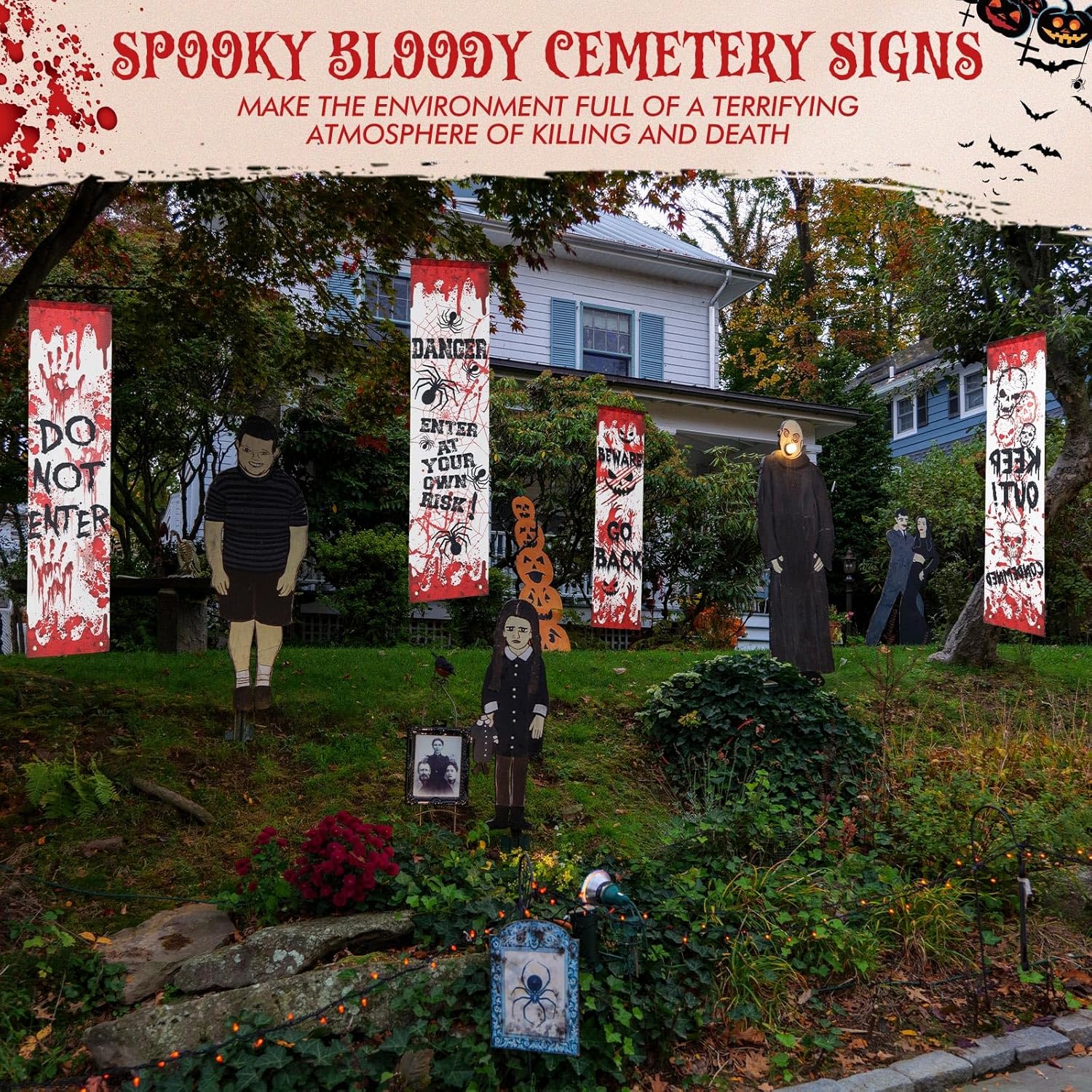 4 Pcs Halloween Bloody Banners for Party Decorations