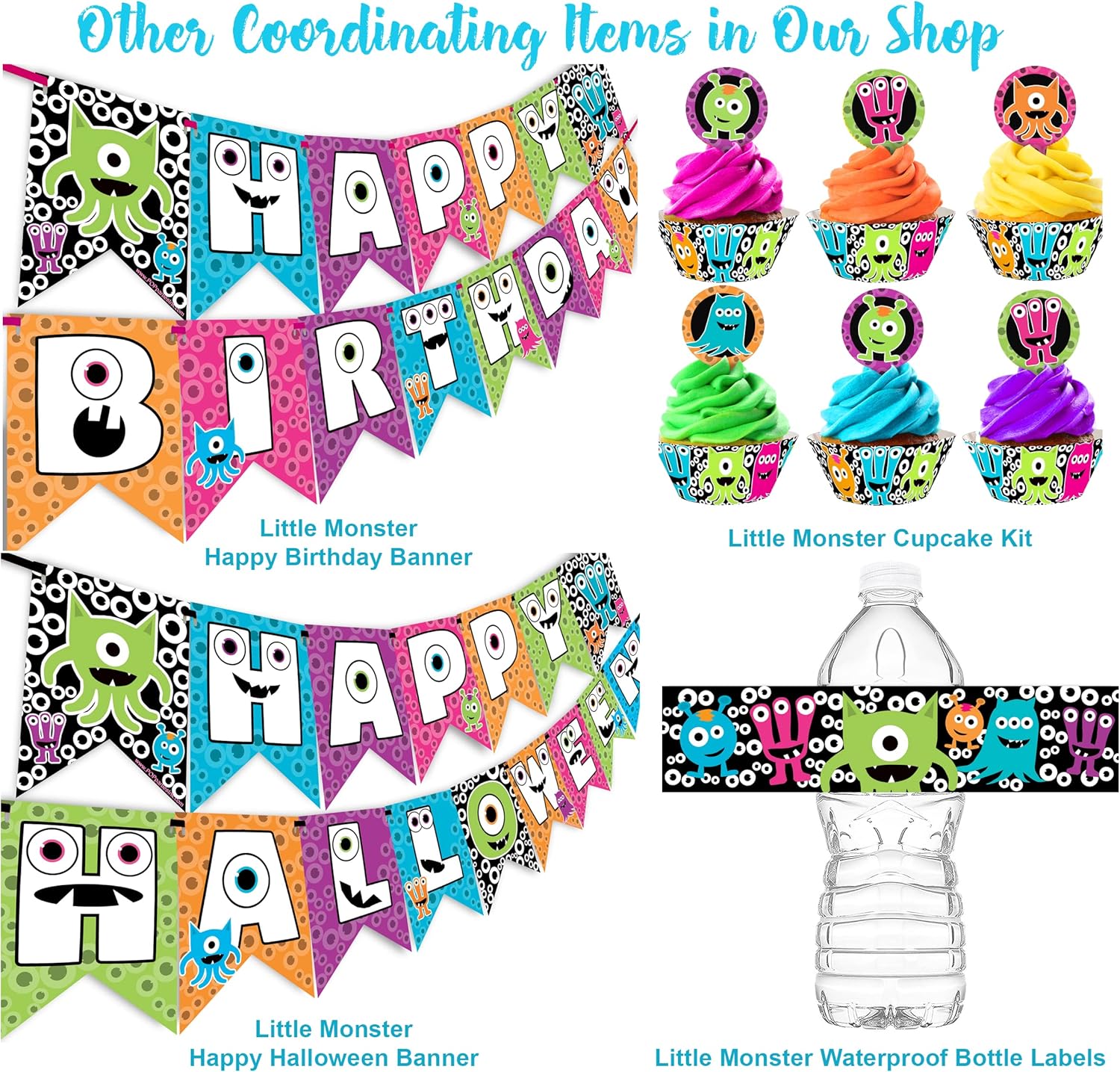 Little Monsters Happy Birthday Banner - Monster Alien Party Decorations