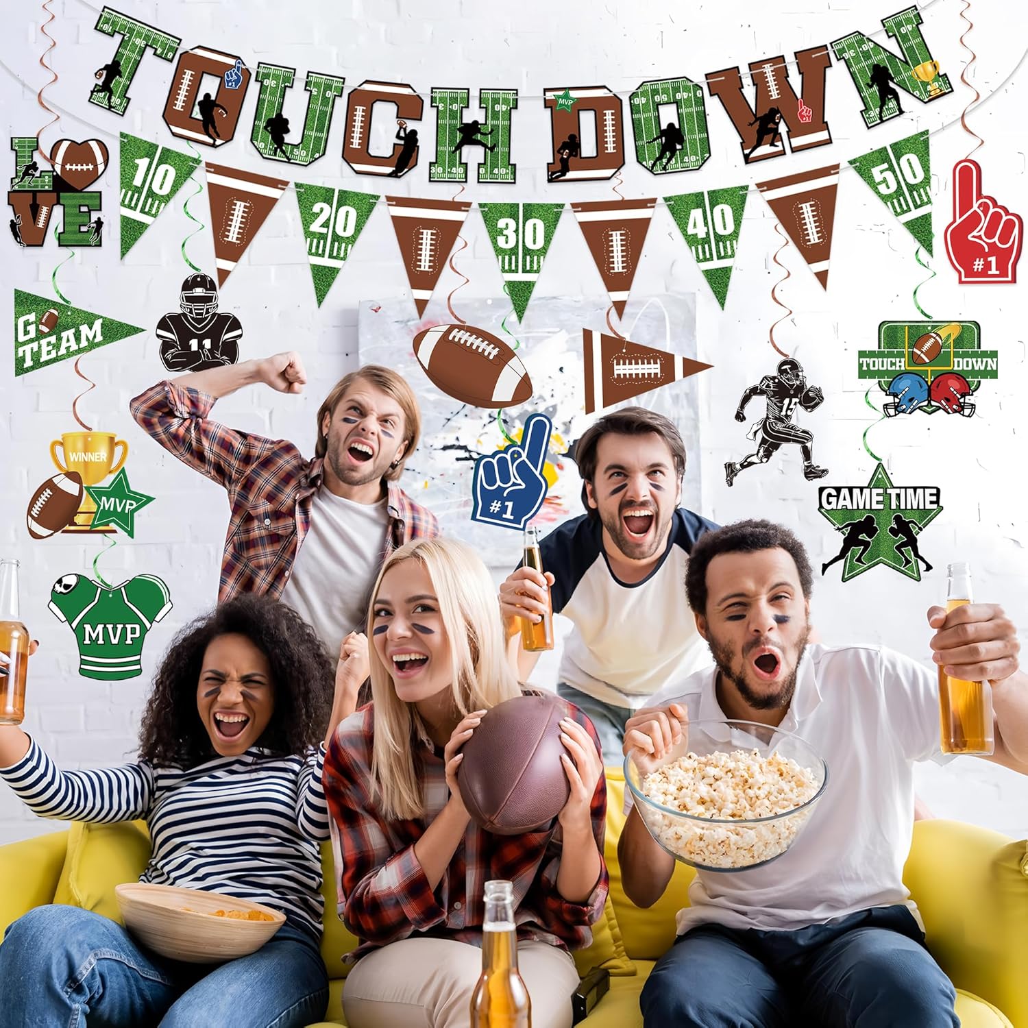 26 Pcs Football Party Decorations Bunting Flags Banners