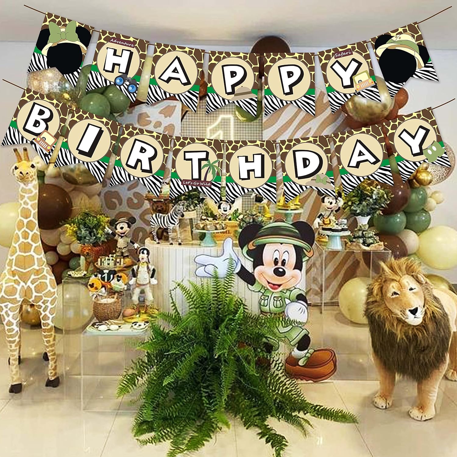 Mouse Safari Birthday Party Banner Set - Pre Strung