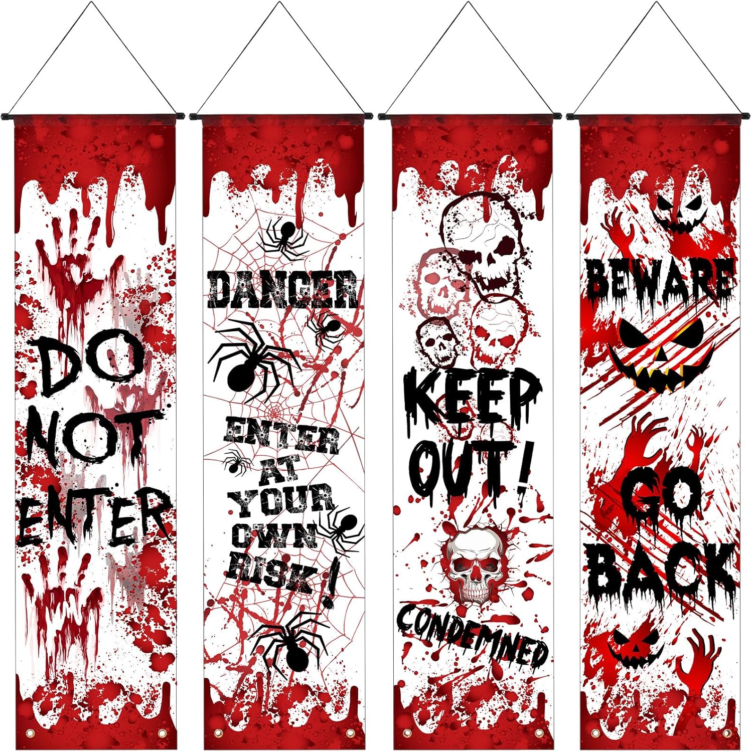 4 Pcs Halloween Bloody Banners for Party Decorations