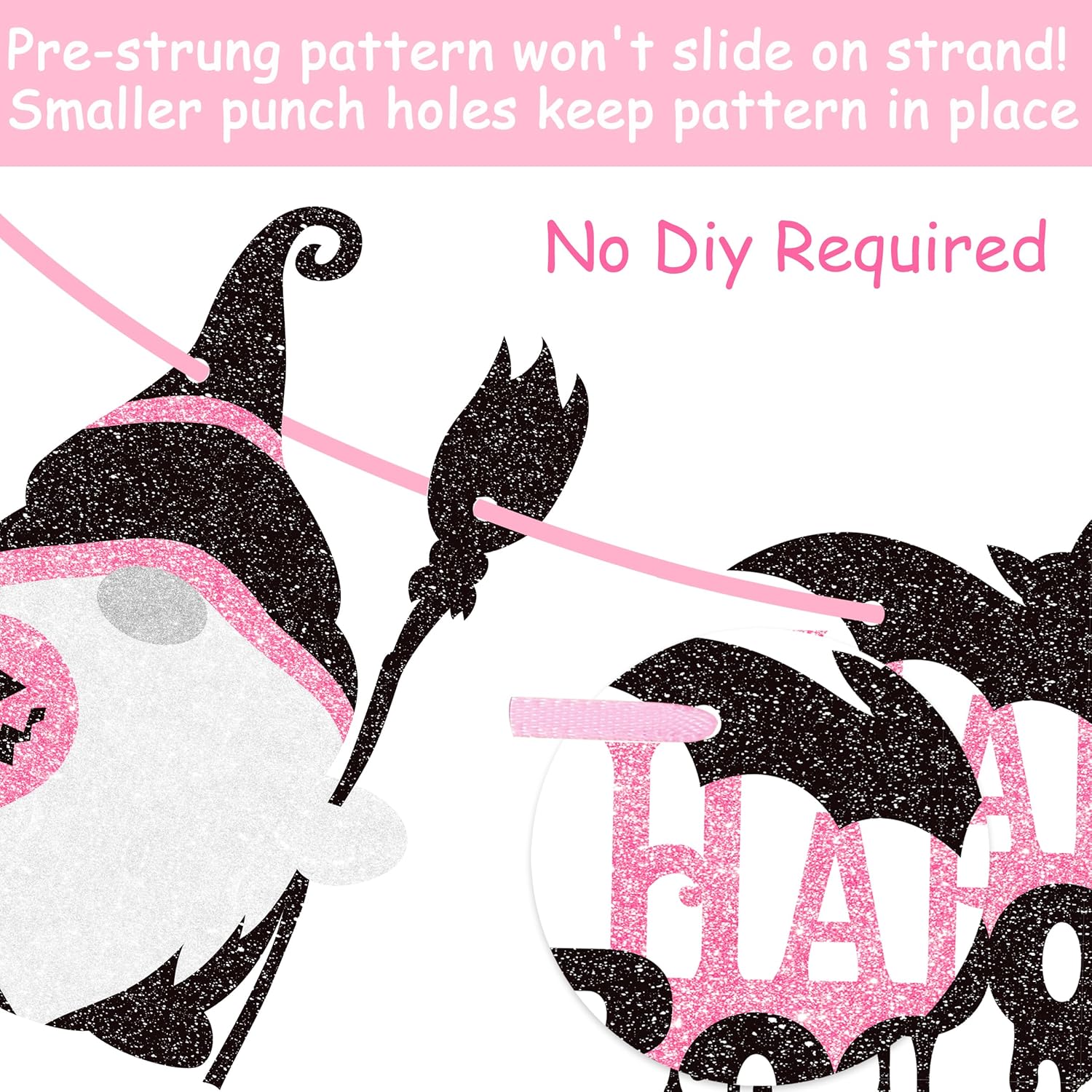 2pcs Halloween Party Banners Black Pink Ghost Boo Witch Decorations