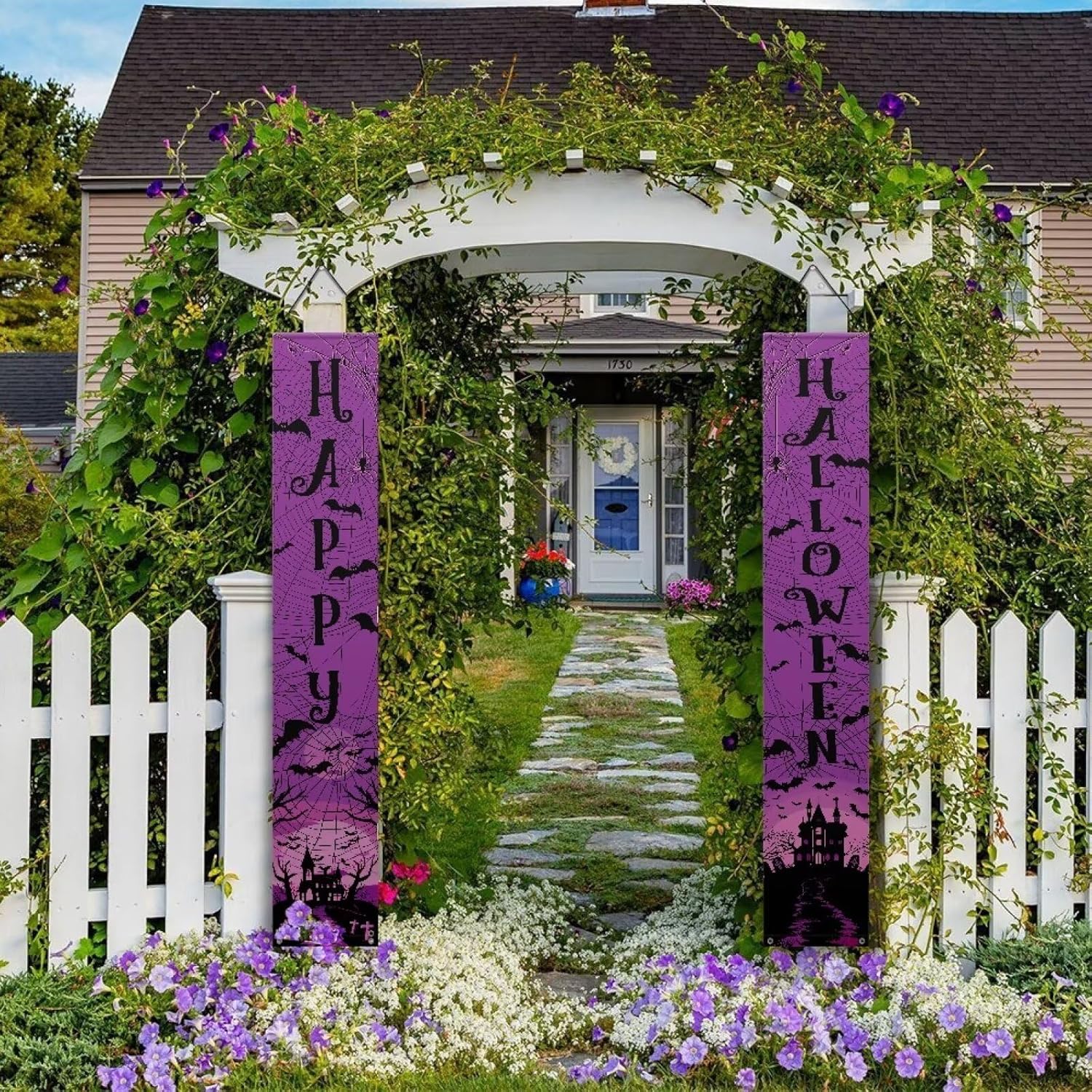 Halloween Spider Banner Front Door Outdoor Hanging Decor