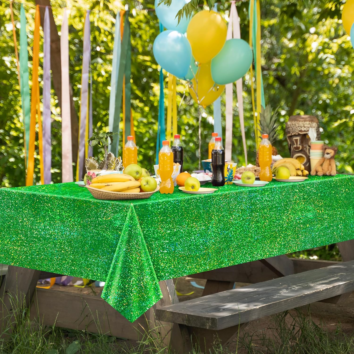 4 Pcs Green Holographic Laser Tablecloth 40x108