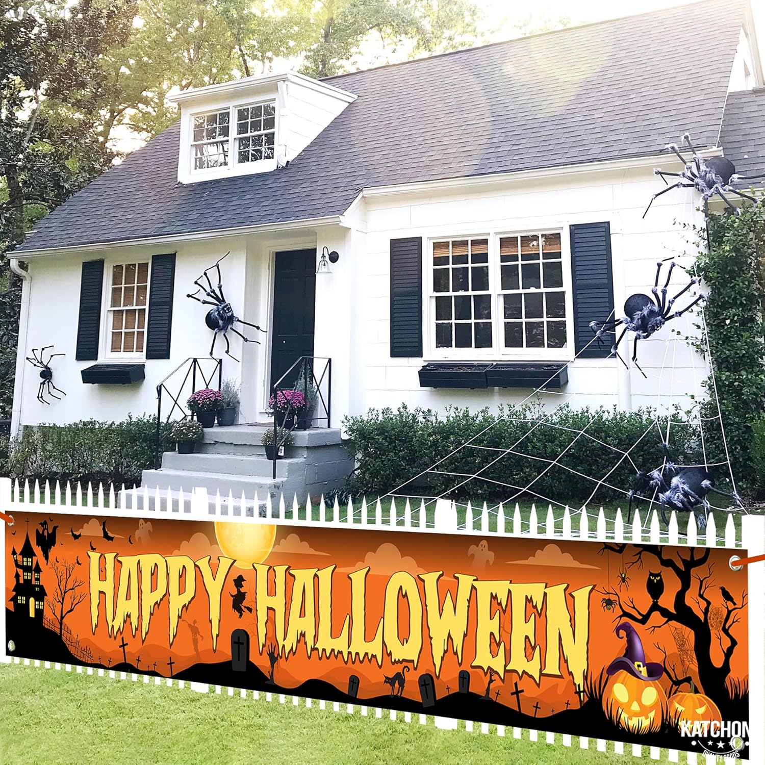 Katchon Happy Halloween Banners 120x20 Inch Outdoor
