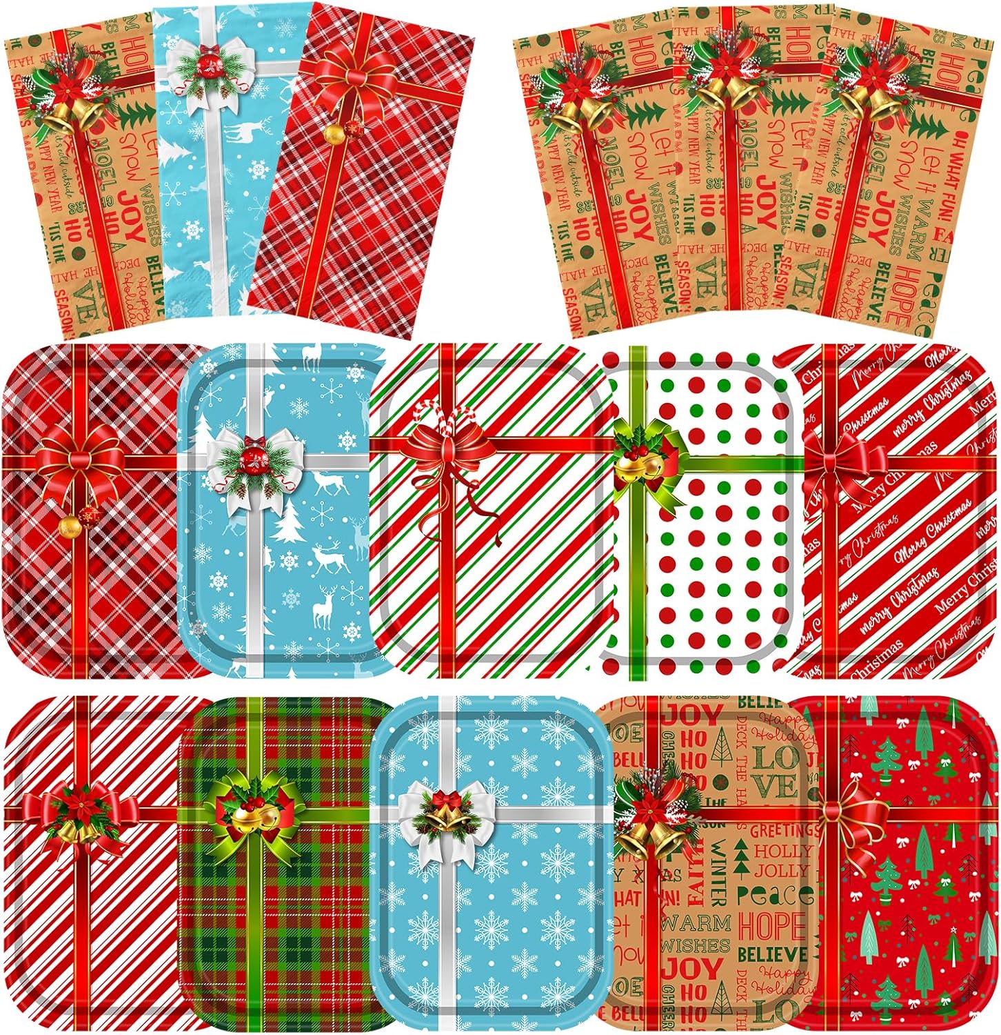 Juweked 60 Pc Christmas Paper Plates Napkins Set