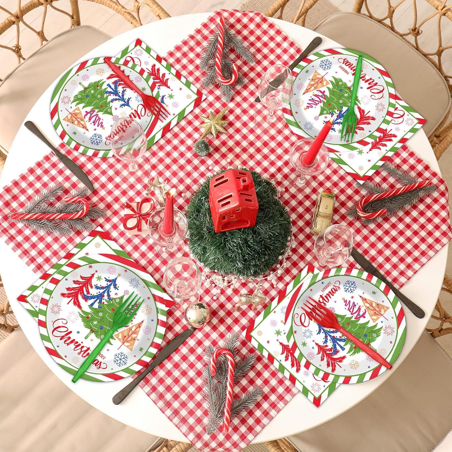 OBUSATT 96Pcs Christmas Party Supplies Set