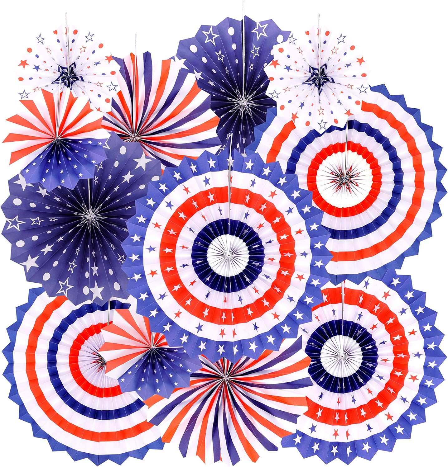 Independence Day Paper Fans Decorations 12pc