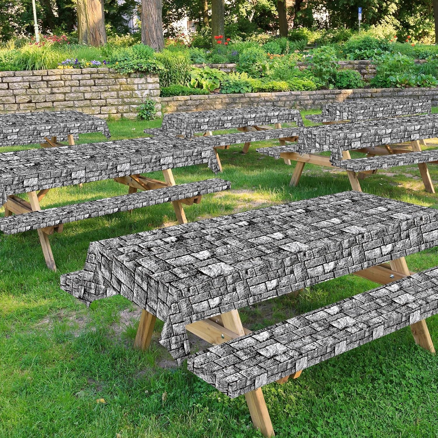 100FT x 51 Inch Medieval Themed Stone Wall Tablecloth Roll